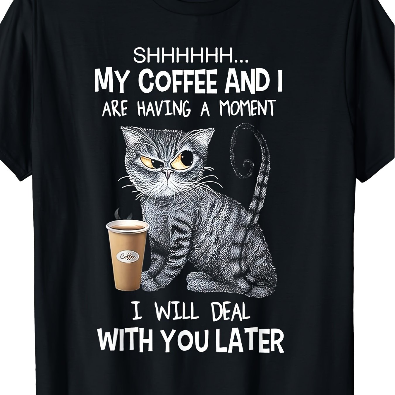 TEMU 1pc Funny Print T-shirt For Men, 100% Cotton Fabric, Crew Neck, Short Sleeve, Regular Fit, Weekend Casual Wear, Casual Wear, 180gsm - Ideal For Valentines New Year's Day Father's Day Christmas