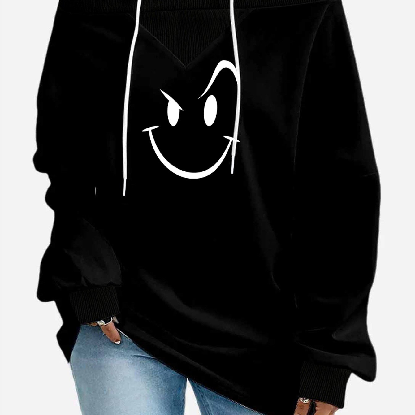 TEMU Plus Size, Portrait Print, Relaxed Style, Plus Size Trendy Fashion Women's Off-the-shoulder Sweatshirt, Loose Fit, Flattering And, Us Sizes