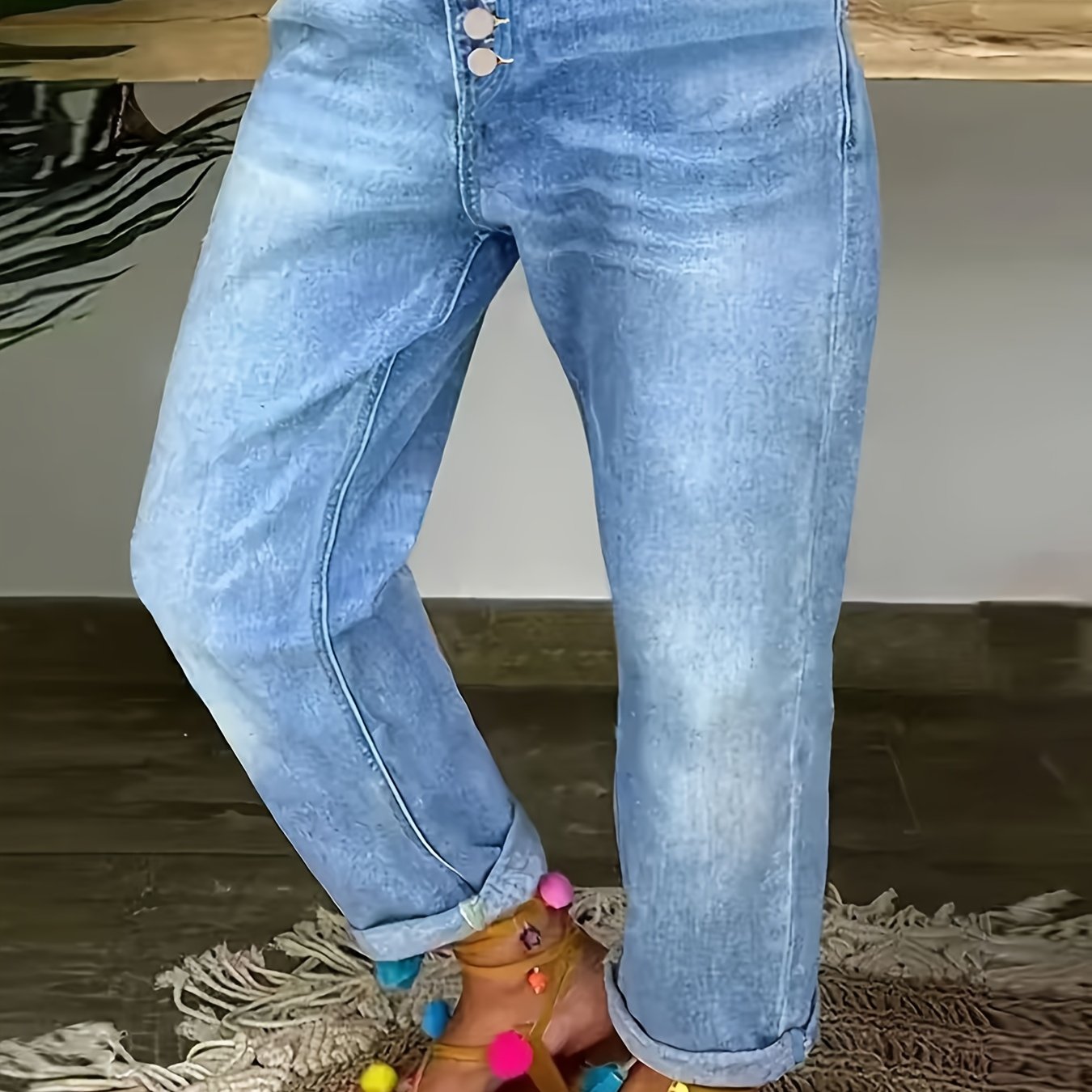 Women's High Elastic Straight Leg Jeans