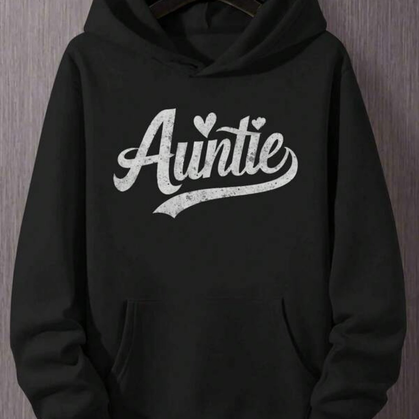 TEMU Men's Hoodie With Auntie Script And Heart Detail, Soft And Breathable, Perfect For Daily Wear, Outdoor Activities, Travel, And , Comfortable