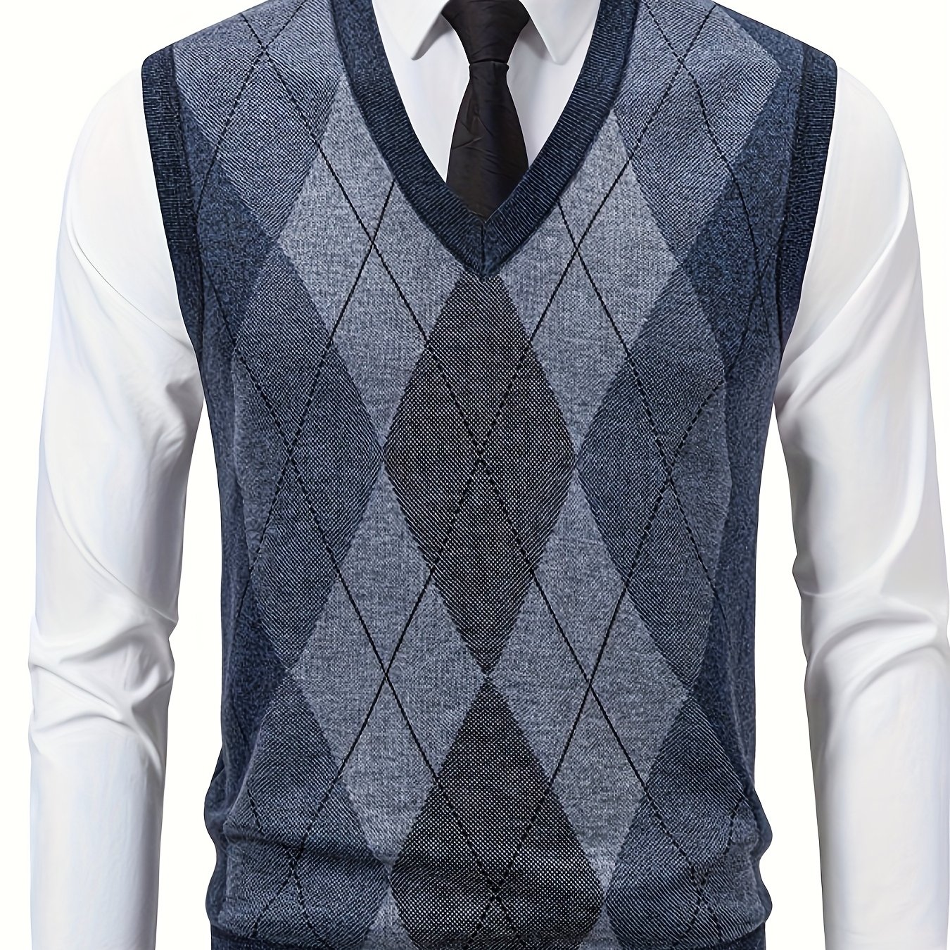TEMU Chaleco de punto para hombre, casual de negocios, chaqueta tipo suéter tipo , de punto sin , forro de relación -rendimiento