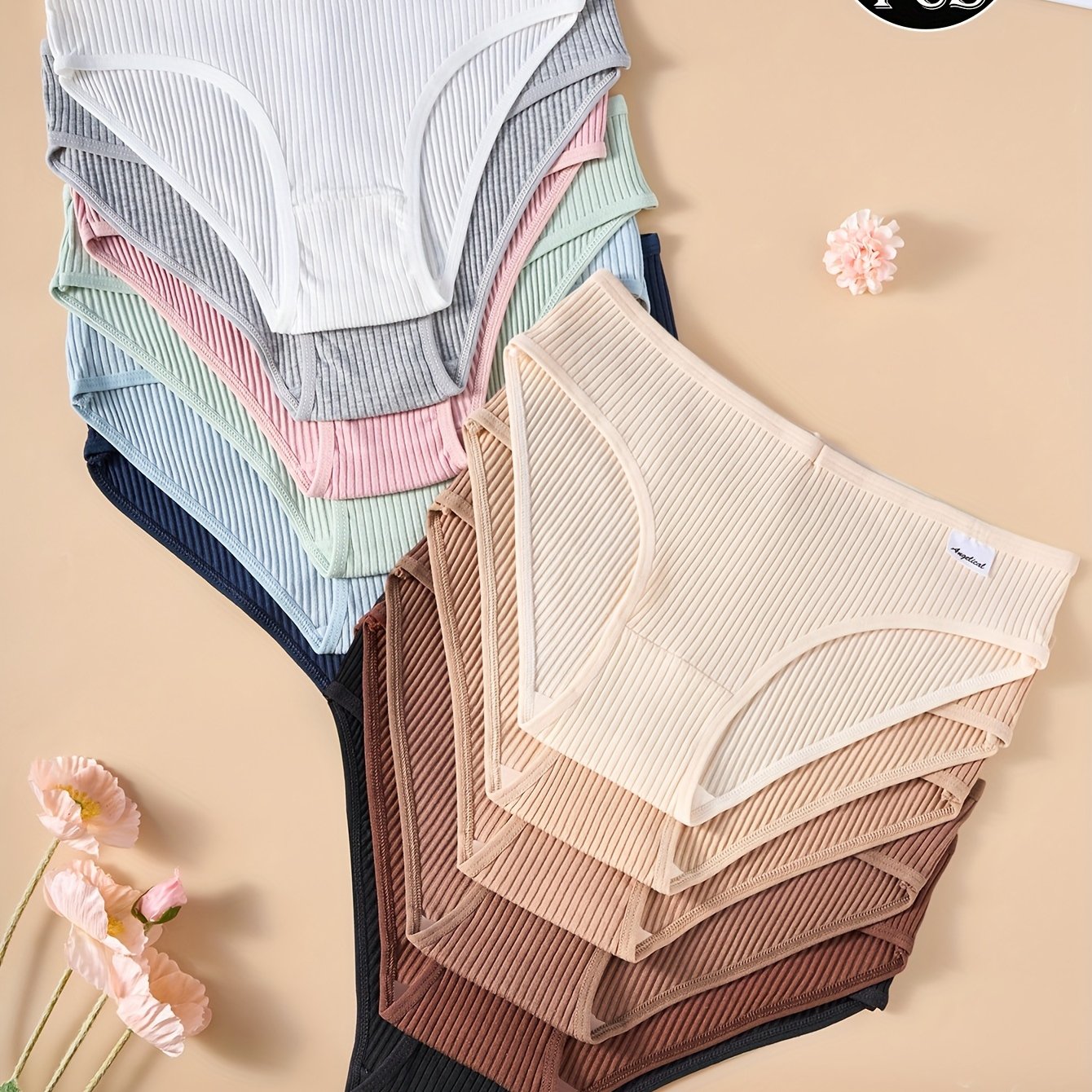 12pcs Women's Comfortable Solid Color Breathable Low-rise Panties