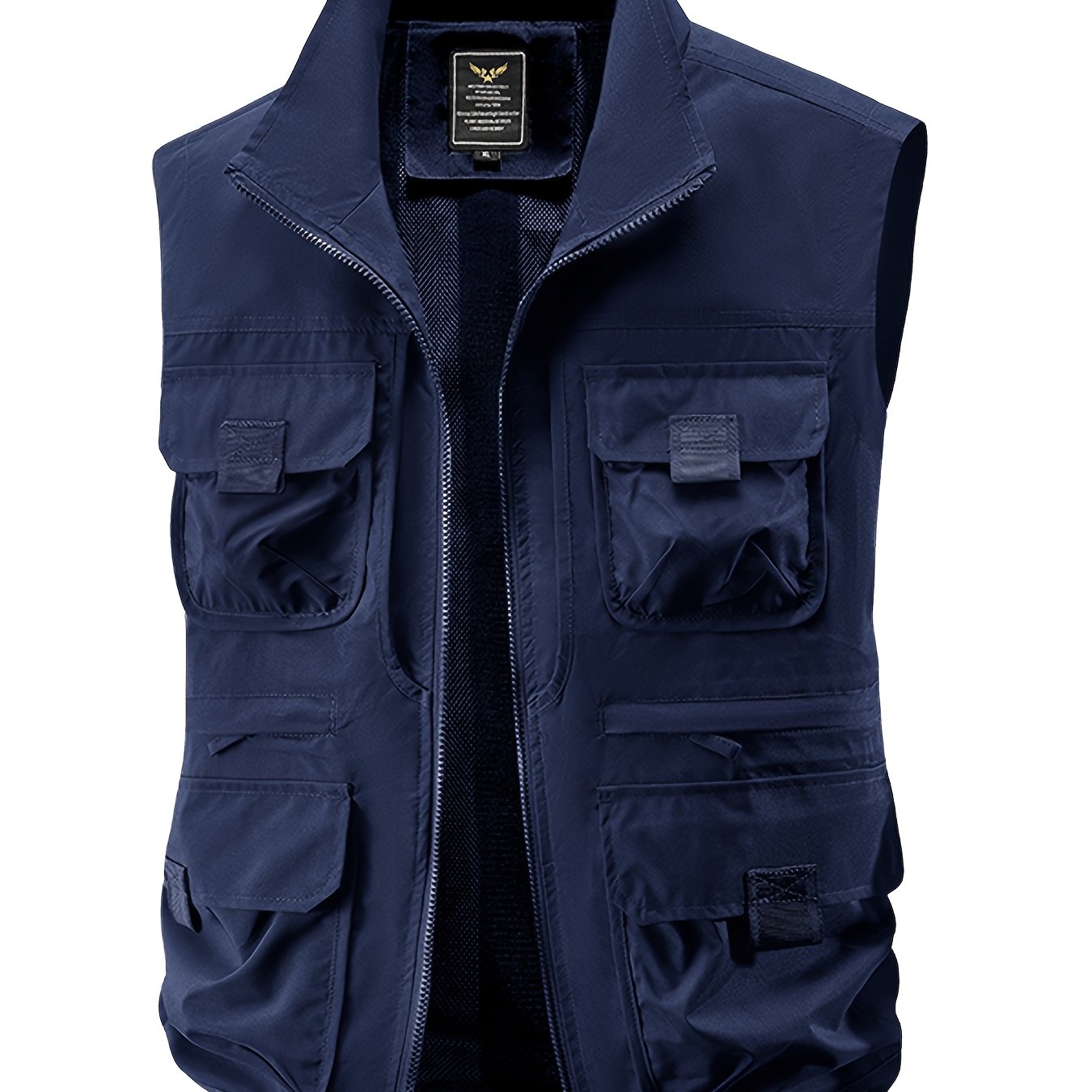 TEMU Summer Fashion Trendy Multi-pocket Utility Collar Sleeveless Vest Outdoor Fishing Lure Quick-dry Vest Jacket, Plus Size