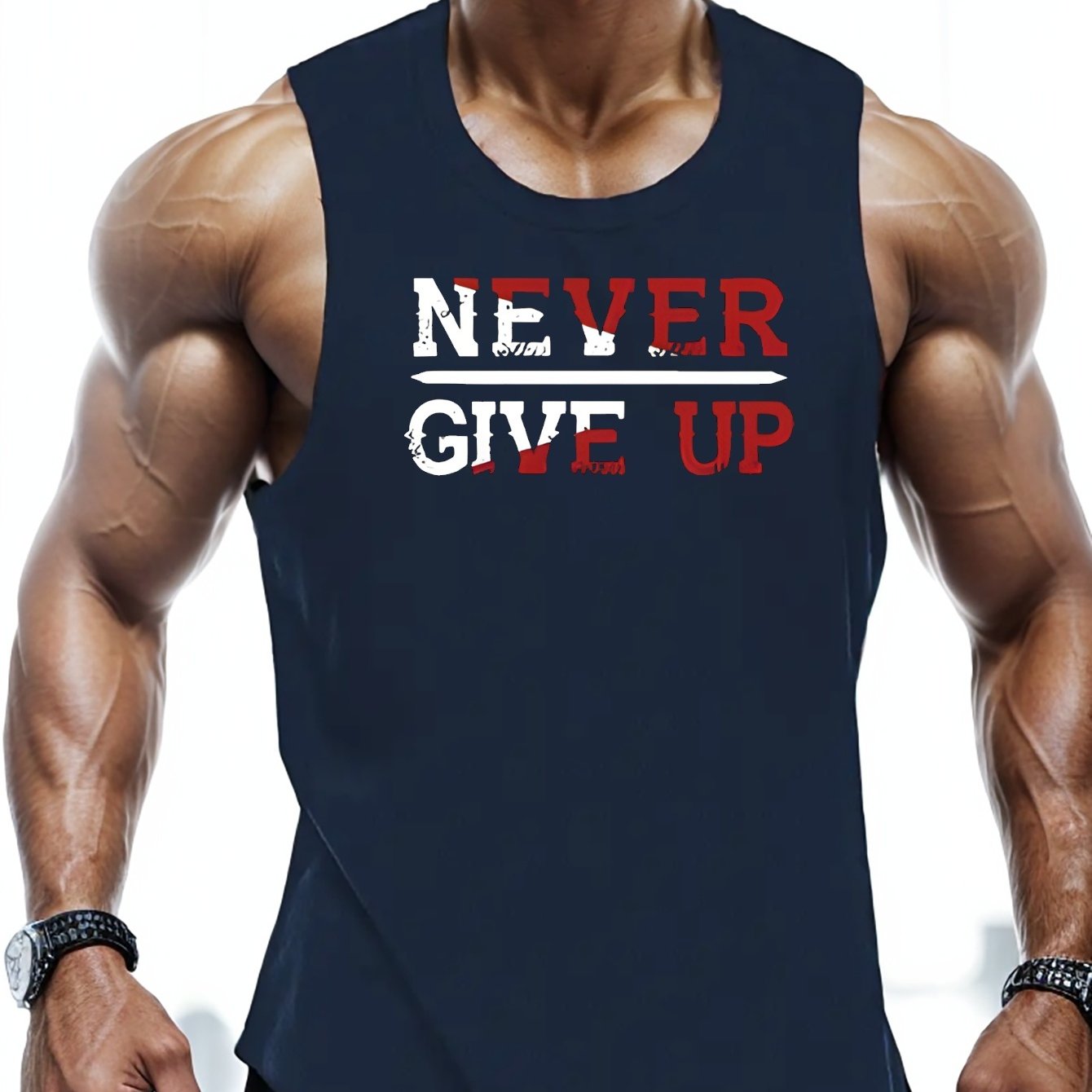 Plus Size A shirt 'never Give ' Letter Print Men's Casual - Temu Portugal
