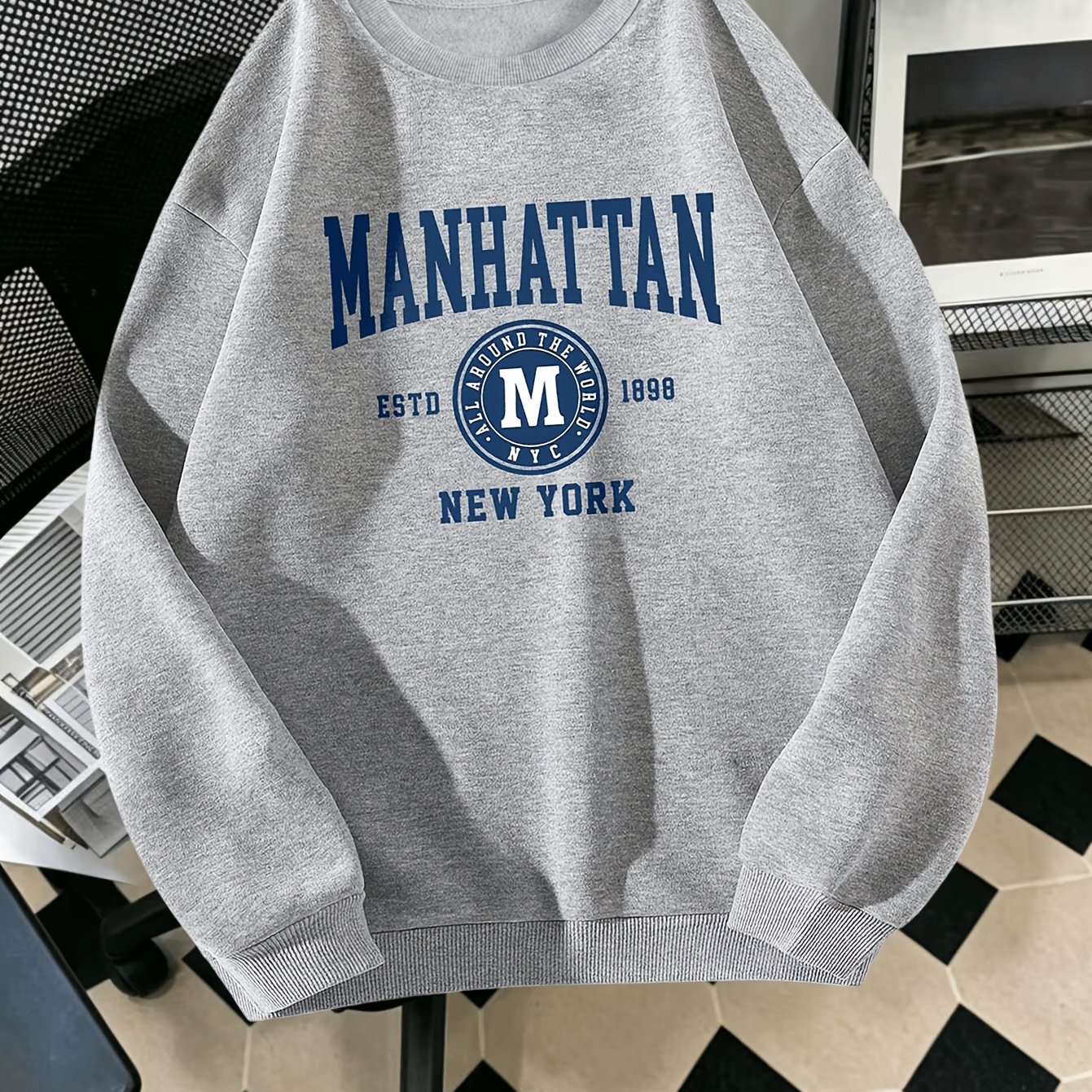 TEMU Sweat-shirt à imprimé de lettres élégant, haut décontracté à col rond à manches longues pour et l'hiver, vêtements pour femmes