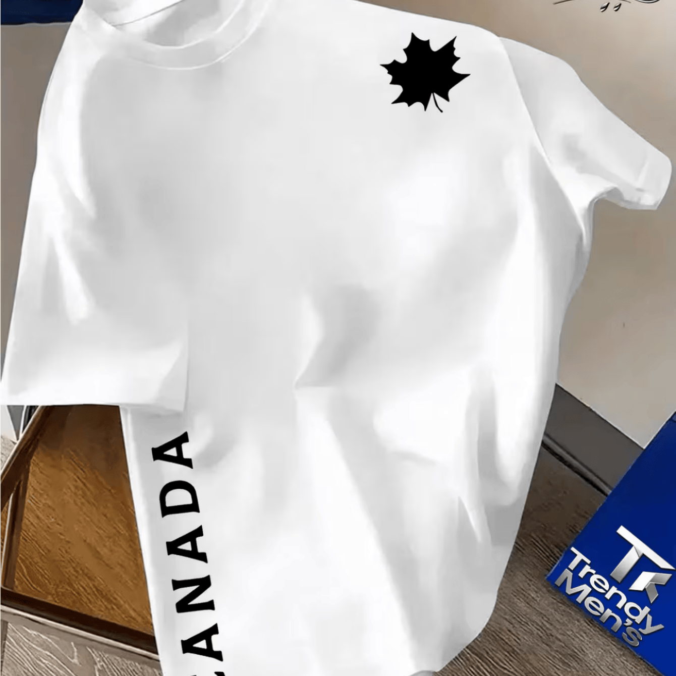 TEMU Men's Leaf Print T-shirt - Soft And Breathable Street-style Short-sleeve Crew Neck Shirt, Featuring A Leaf Design, Casual Summer Style, Suitable