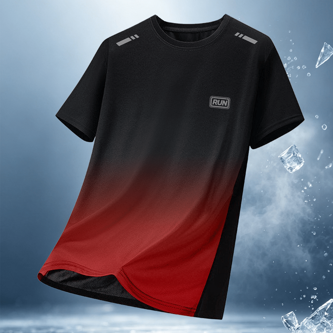 TEMU Heren sneldrogend T-shirt met kleurverloop, color-block ombre & vierkante letterprint - Lichtgewicht ademende ronde hals geschikt voor training,