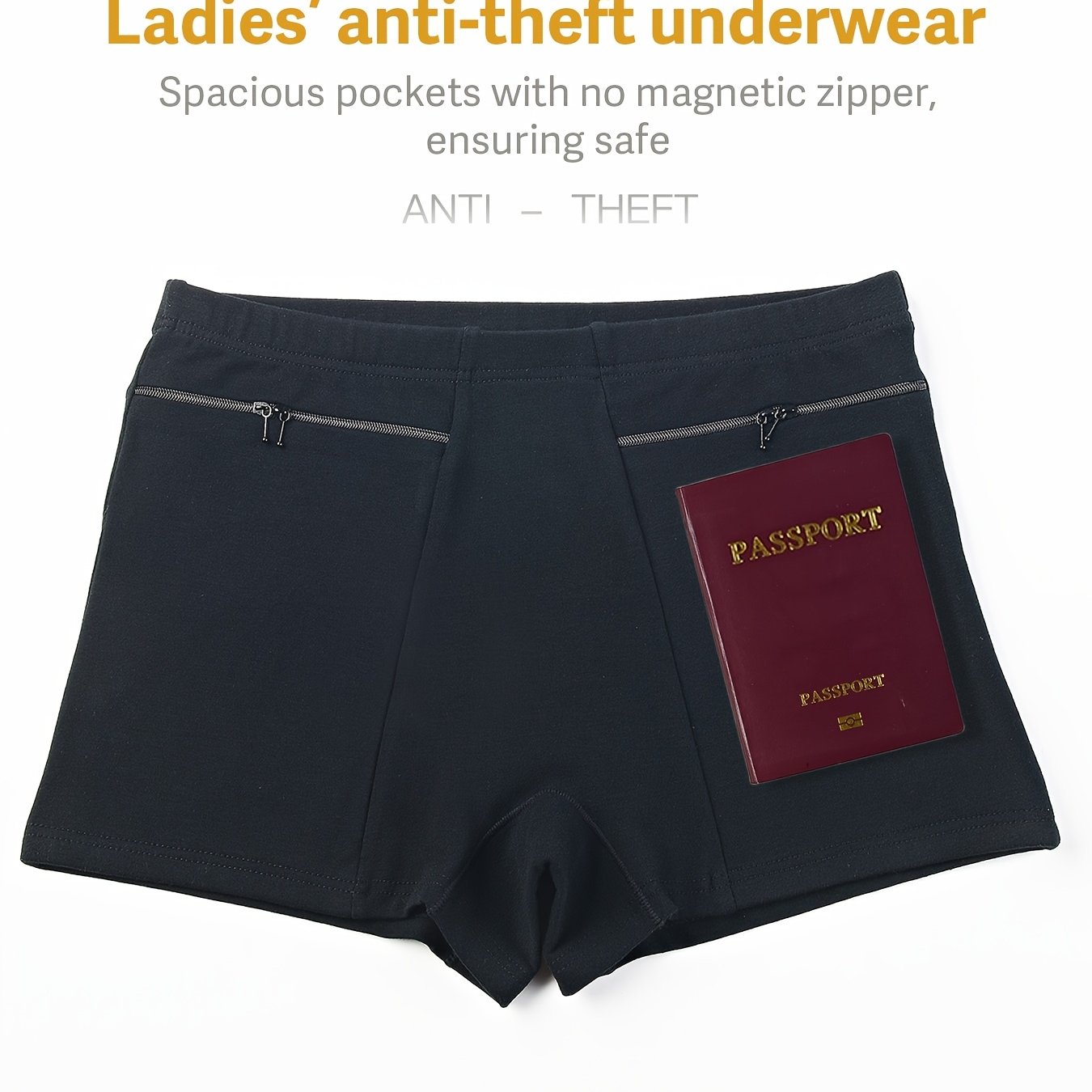 Image of Women's Anti-theft Underwear For International Travel And Business Trips, With Large Capacity Pockets For Hiding And , Boxer Briefs