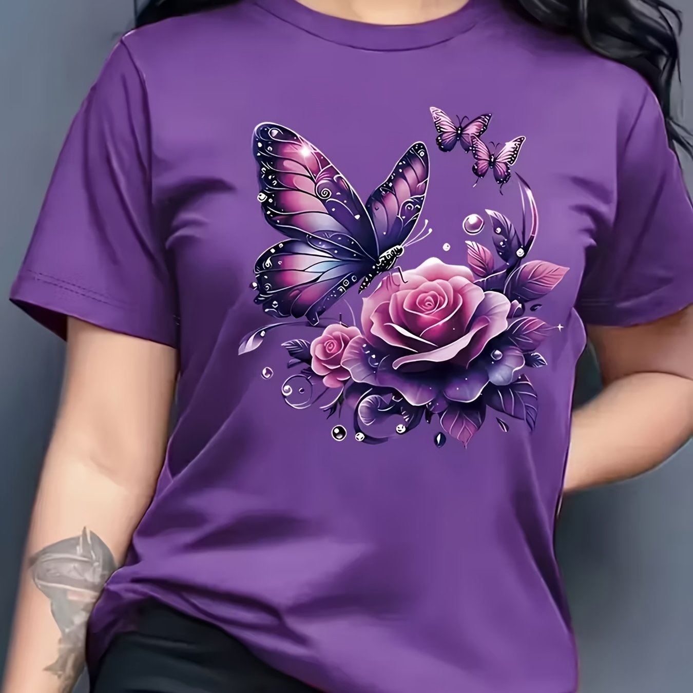 TEMU Women's Plus Size Oversized Casual T-shirt - Short Sleeve Crew Neck Blouse  Suitable For Summer & Spring, Machine Washable Casual Attire Top