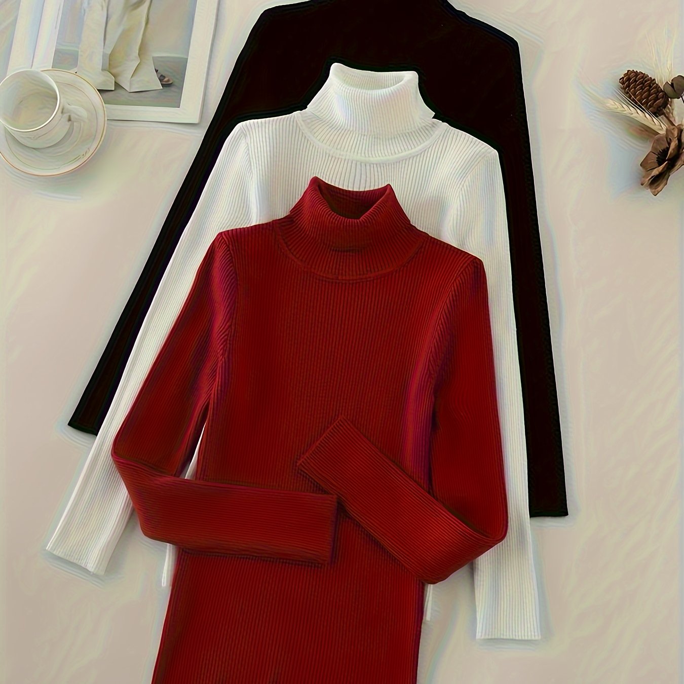 Image of Women's Pullover High Turn- Collar 3pcs Set 2