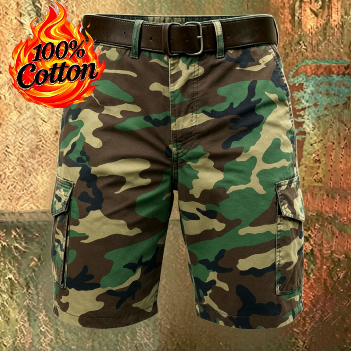 3d Printed Workwear-style Versatile Shorts (no Belt), Multi-pocket Style Y2k Style Summer Retro Men's Shorts