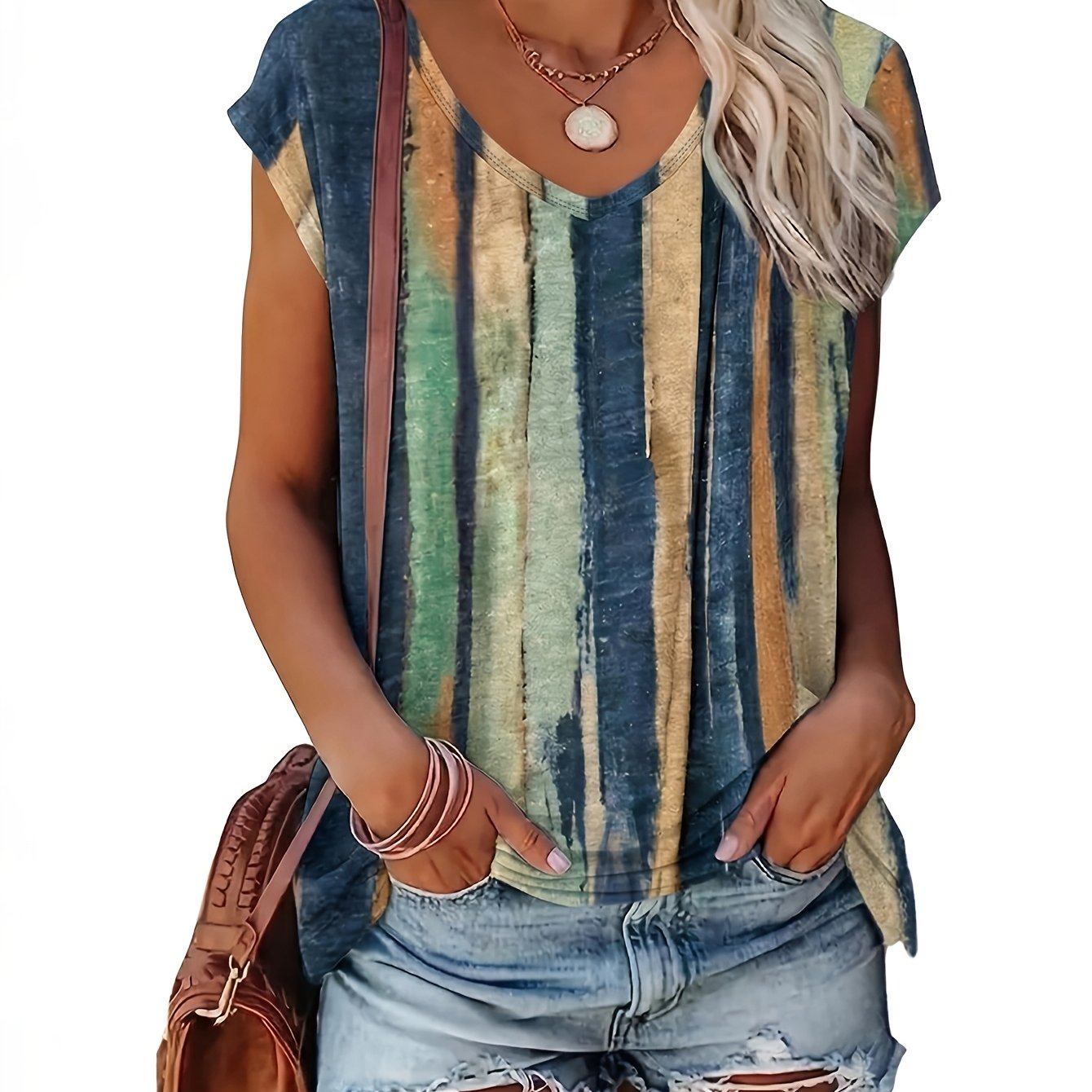 TEMU Women's Comfortable Top Elegant Style Shirt Fashion V-neck Short Sleeve T-shirt