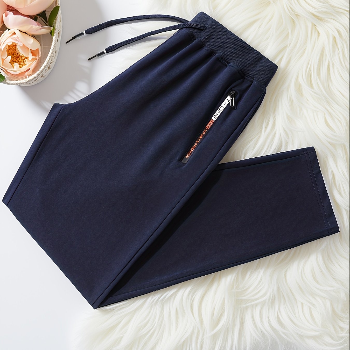Men's Athletic Pants, Spring/autumn Versatile Zip-pocket Straight Casual Trousers, Multi-scene Wear