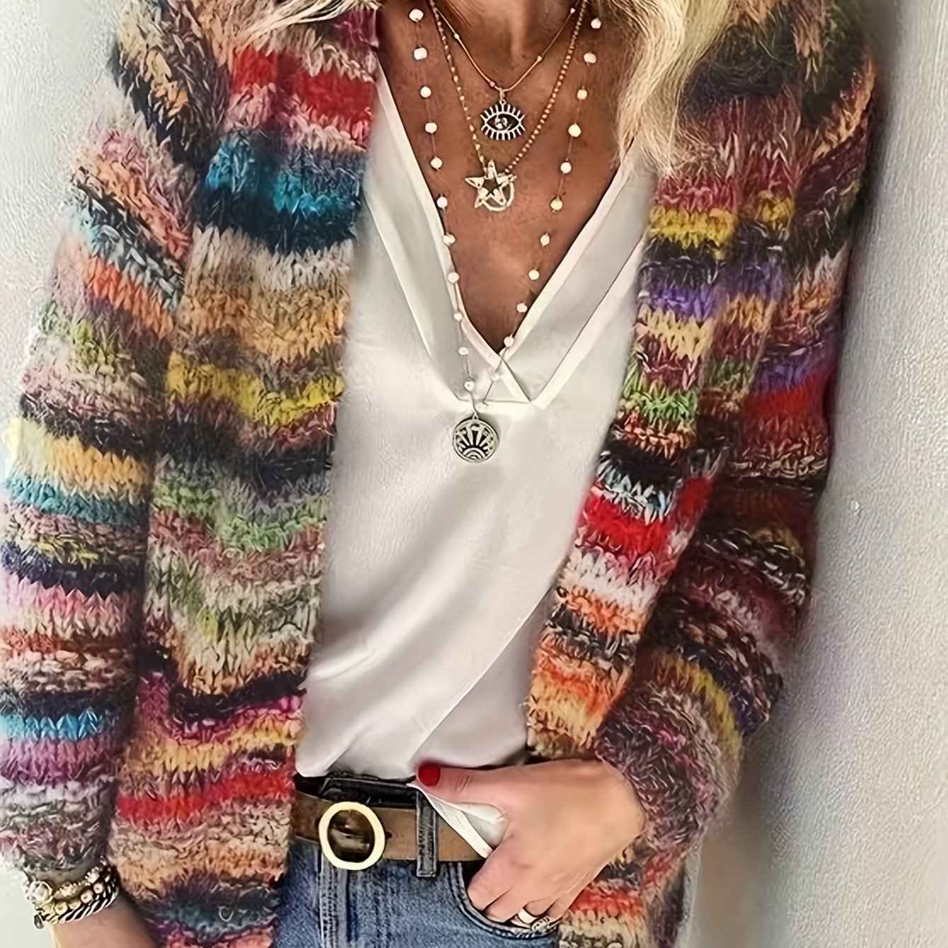 E-shop Winter Damen Kaschmir Eleganter Strickmantel Jacke Weiches Chunky Garn Mehrfarbig Asymmetrisch Schön Bequem Casual Vintage Pendler Slim Fit