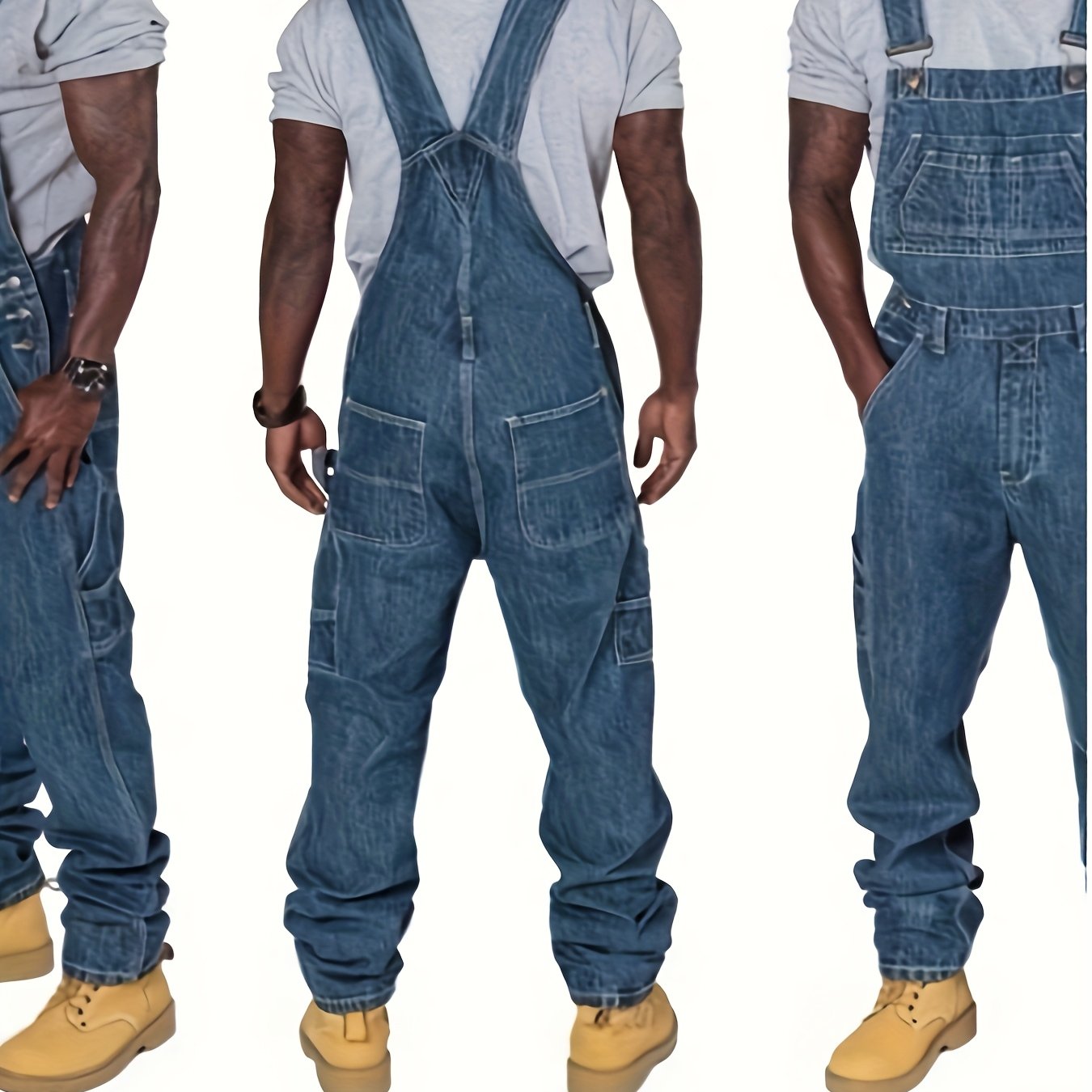 Casual Blue Jumpsuit For Men, Multi- Design, Loose Fit For , Ideal For Spring And Autumn , Wear