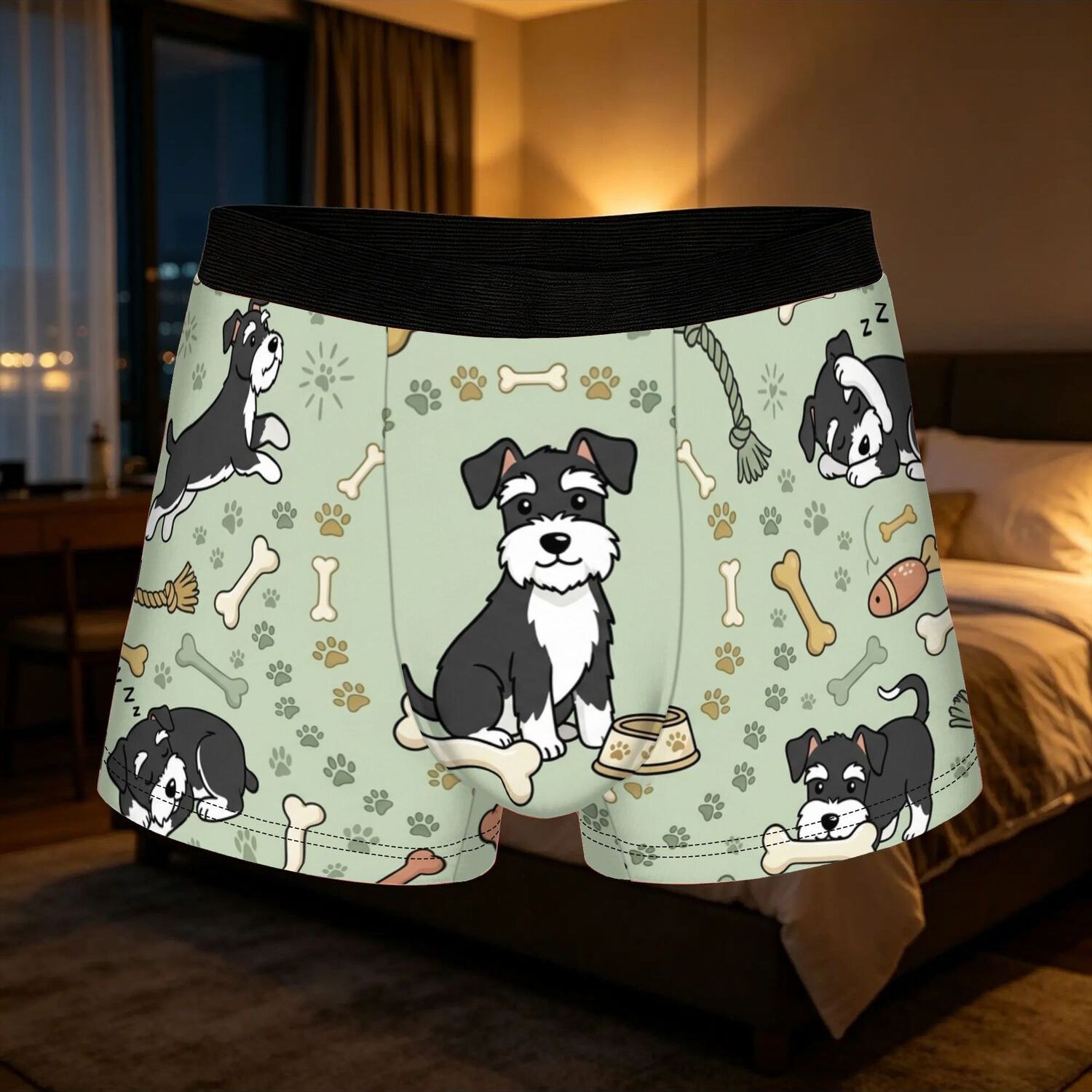 TEMU 1pc 2d Flat Printing Cute Schnauzer Dog Pattern Dog Enthusiasts Underpants Breathbale Panties Male Underwear Shorts Boxer Briefs, 2d Flat