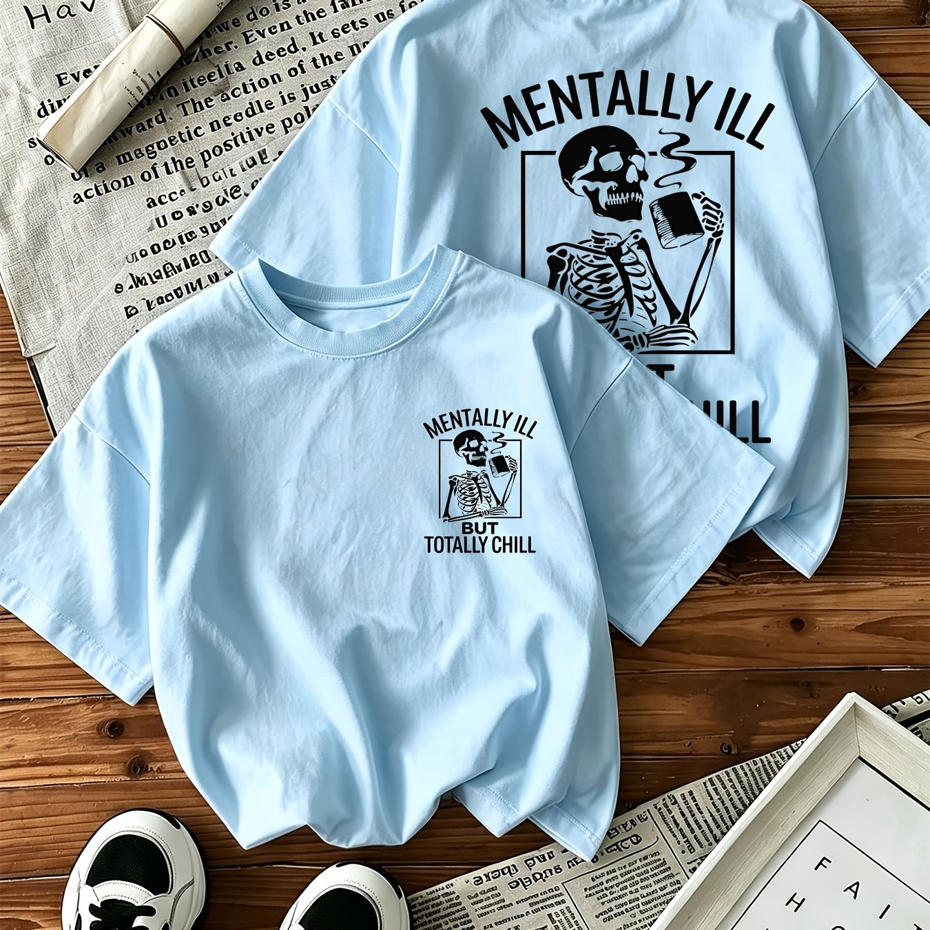 Women's Summer T-shirt Skeleton ' Ill But ' Gothic Streetwear Oversized Casual