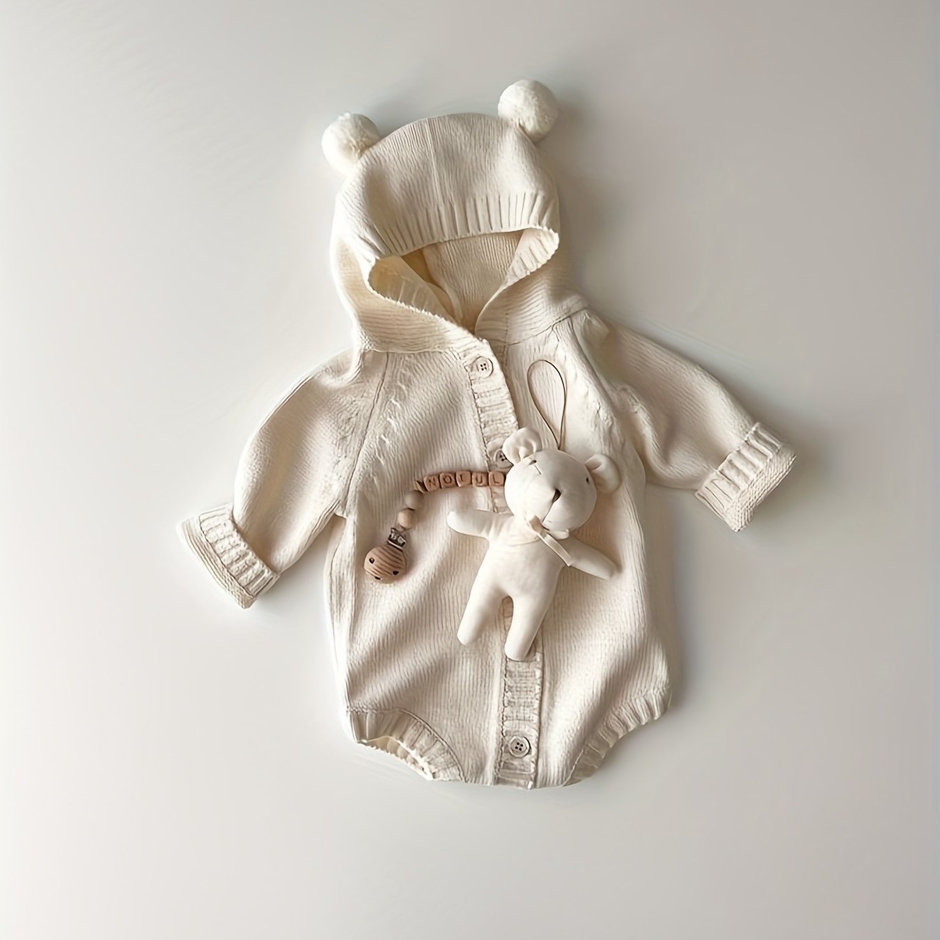 Image of Spring New Korean Baby Little Bear Shaped Children's Knitted Sweater Baby Jumpsuit, For Outdoor