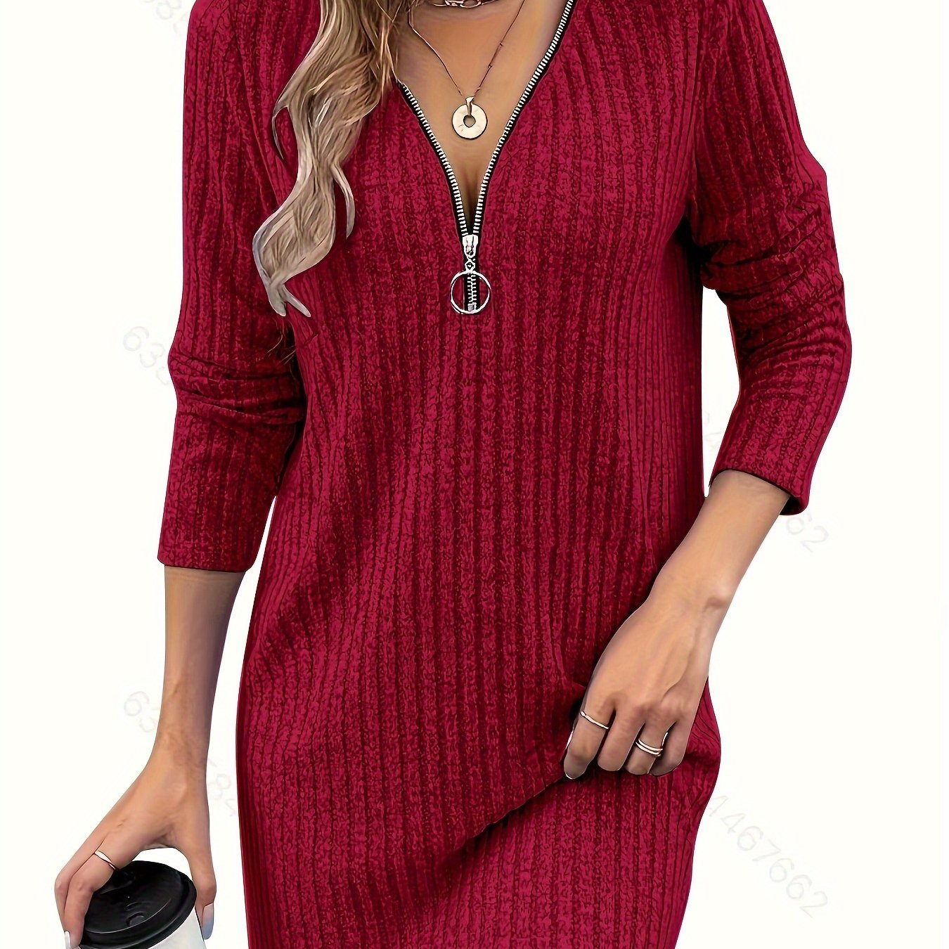 Solid Color Ribbed Dress