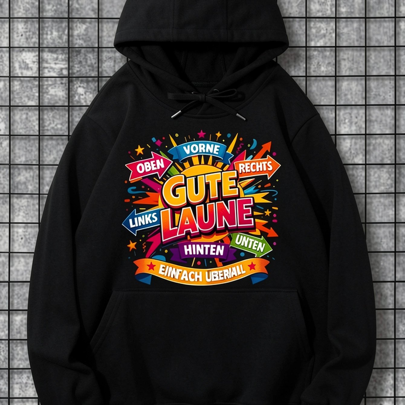 Image of German Graphic Hoodie, Unisex Hooded Sweatshirt, Long Sleeve Pullover With Drawstring Hood And Kangaroo Pocket, Colorful Graphic Casual Streetwear Top For Fall Winter, Daily Wear, Travel And