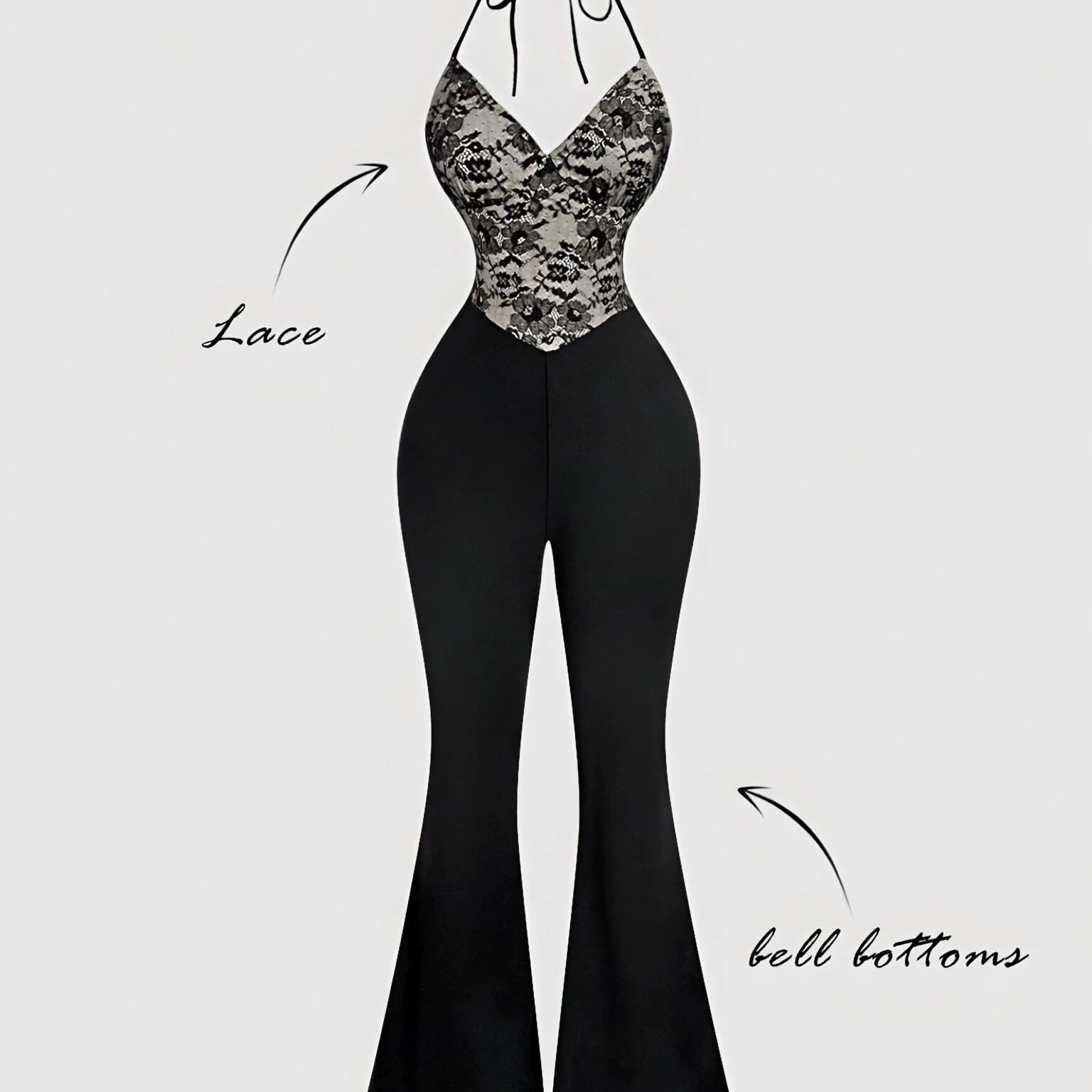 TEMU Women's Black Lace-trimmed Lantern Skirt Elegant Camisole Jumpsuit, A Sophisticated Outfit For Parties, New Year's Eve, And Christmas