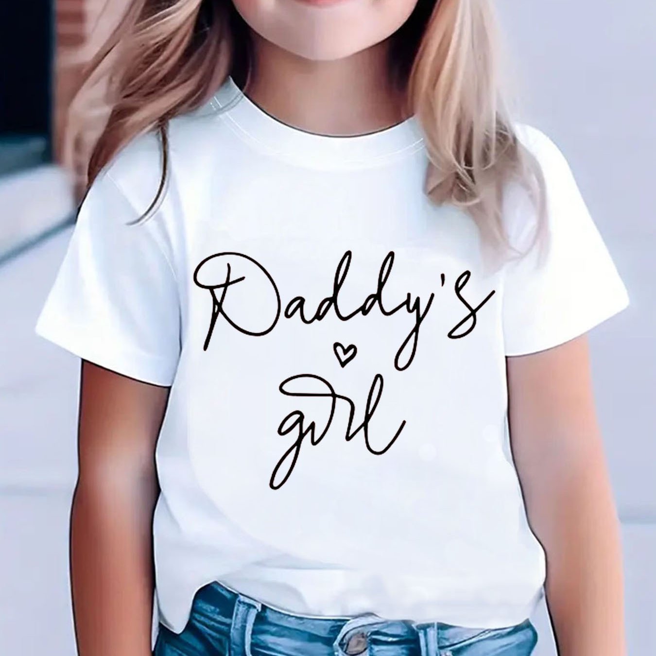 Image of Short-sleeve T-shirt With Parent-child Lettering & Applique - Dad Daughter Matching Outfits, Round Neck Casual Top Suitable For Spring Summer Fall, Hand Washable For (/pink)