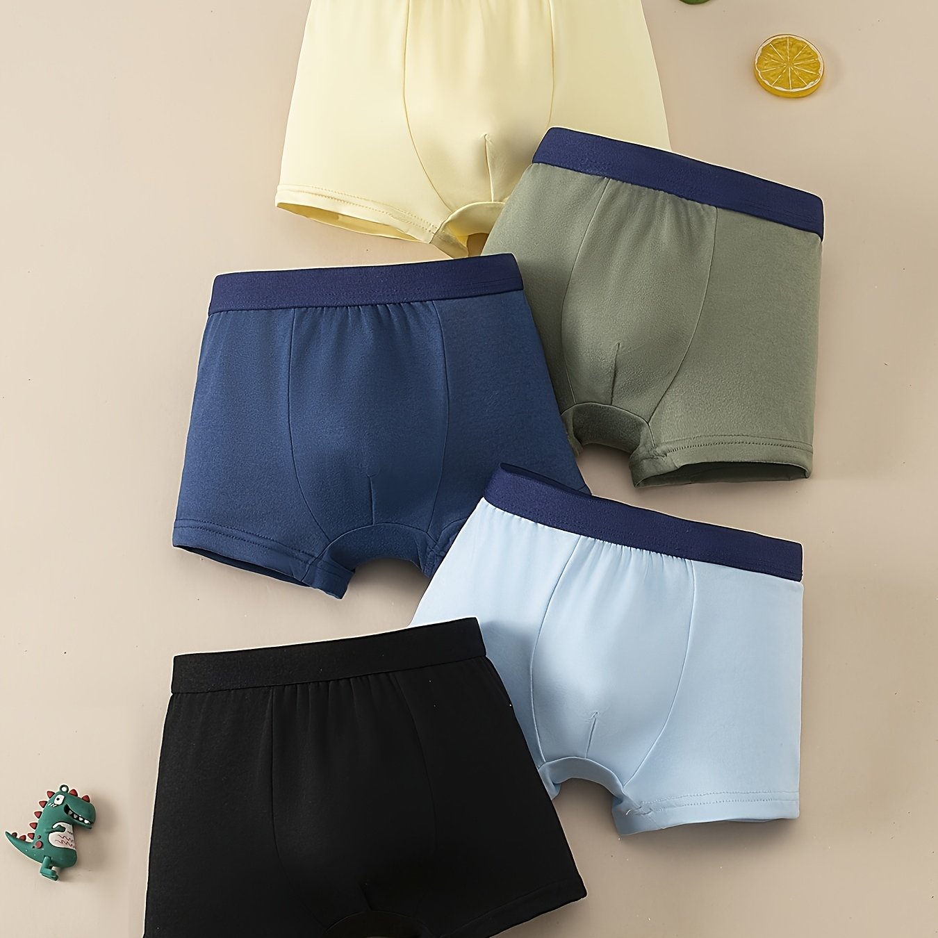 E-shop 5er-Pack einfarbige Unterwäsche für Jungen, Mittel- und Großkinder, einfarbige Basic-Boxershorts für Jungen, lässige und sportliche Shorts für