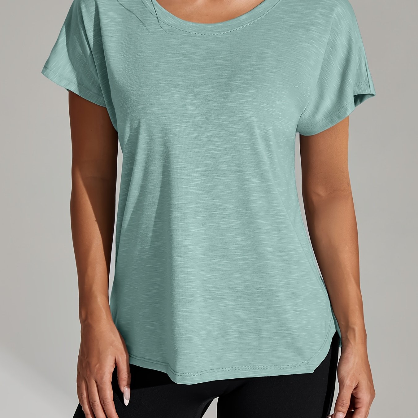 E-shop Atmungsaktives, schnelltrocknendes Yoga-Überwurf-T-Shirt, lässiges, sportliches Damen-Shortsleeve-Lauf, Gymnastik- und Fitness-T-Shirt