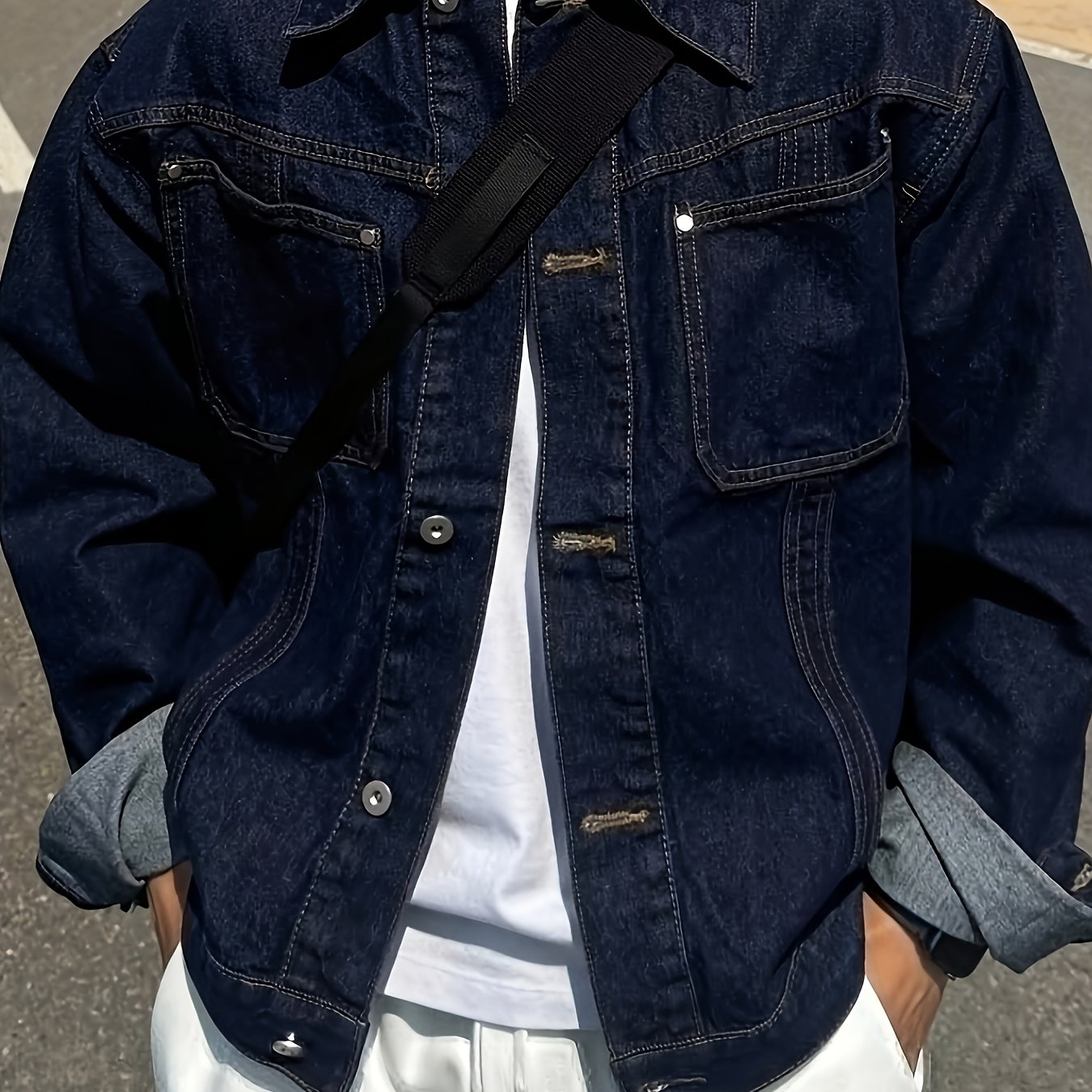 TEMU Hme-172 Autumn/winter 's Denim Jacket, And Stylish -fit Jacket For Men, Perfect For Any Season, Ideal For Everyday Casual Outfits, And A