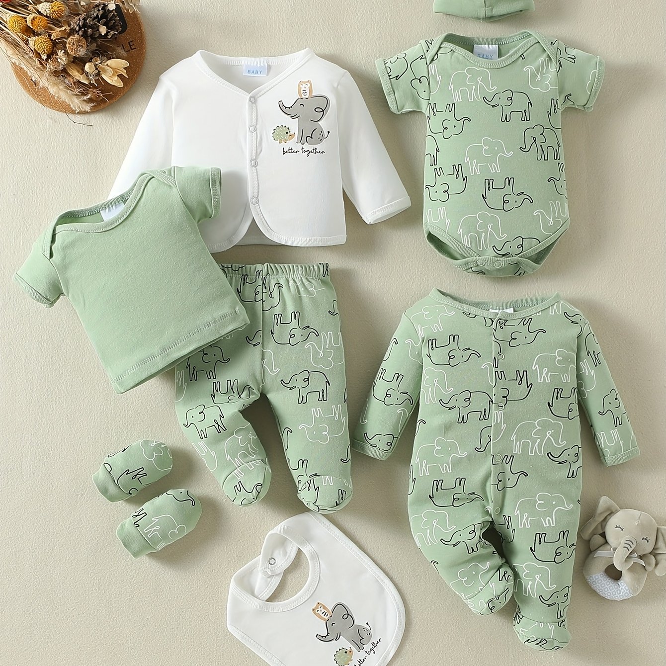 Image of 8pcs Baby Clothes Set For 0-3 Months, Children's Clothing, Outfit, Meeting Gift, Complete Set Of Newborn Baby Apparel, Perfect For Outdoor