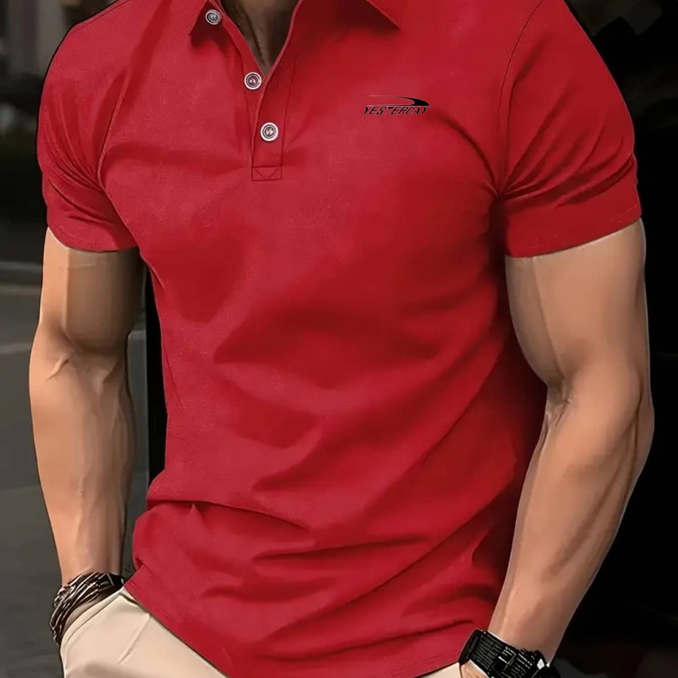 TEMU Men's Shirt - Quick-drying, Moisture-wicking, Sweat-wicking Golf Shirt, Black Short Sleeves, Suitable For Work, Sports