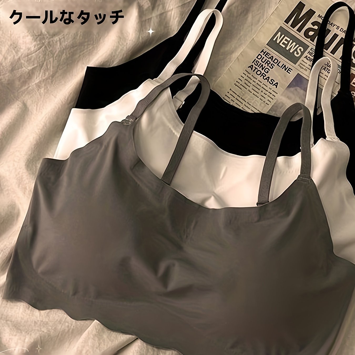 TEMU シームレス 通気性 美しい背中 セクシー レディース下着 胸クッション付きブラ キャミソール ベスト
