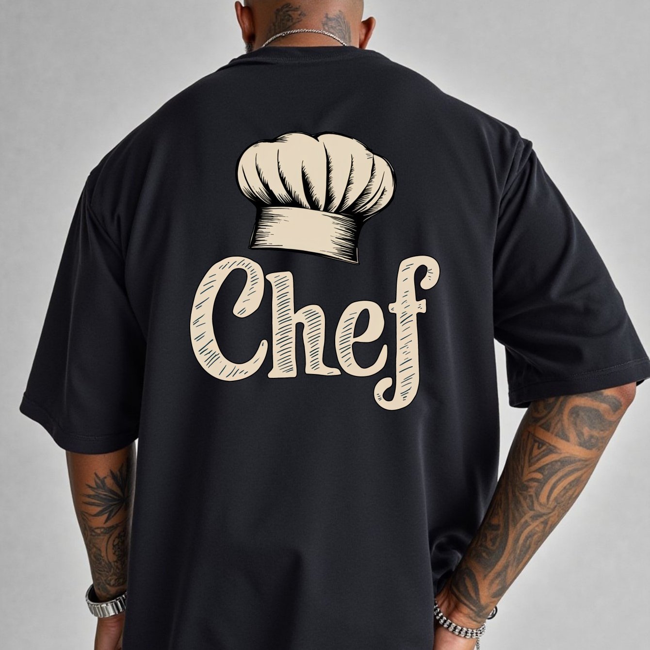 TEMU 0225 Chef Short-sleeved T-shirt Large Size Printed Bottoming Shirt Extra Large And Wide Spring And Summer Round Neck Casual Versatile Top, Plus