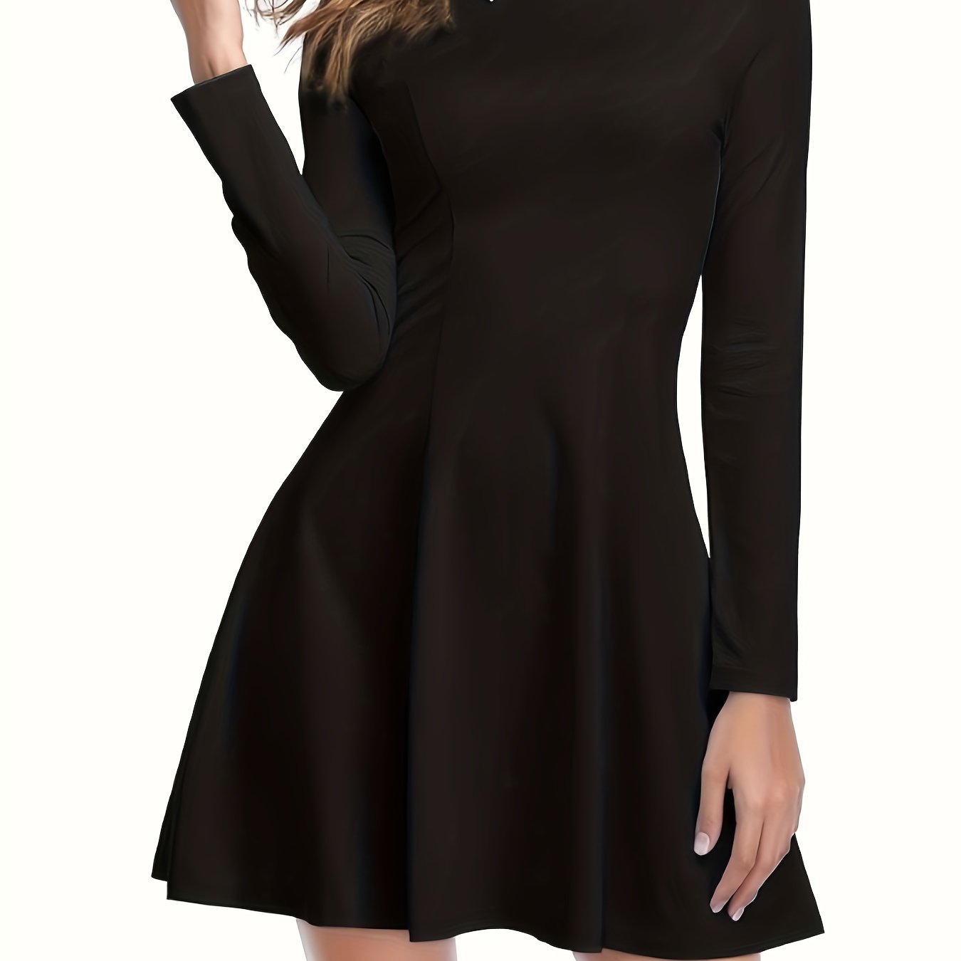 Women's Color-block Lapel Long-sleeve Dress