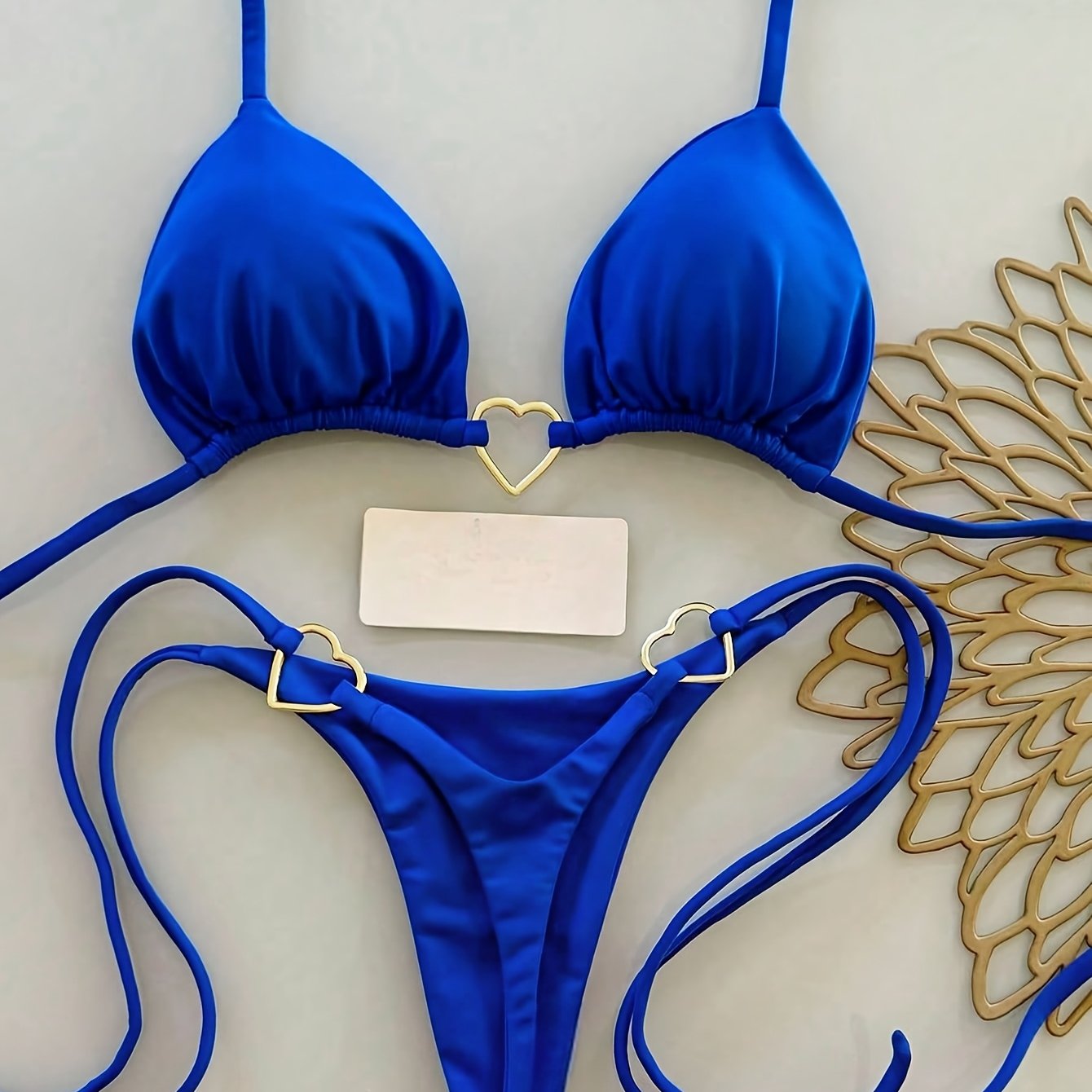 TEMU Sexy Hot Strappy Premium Solid Color Skin-brightening Bikini Set