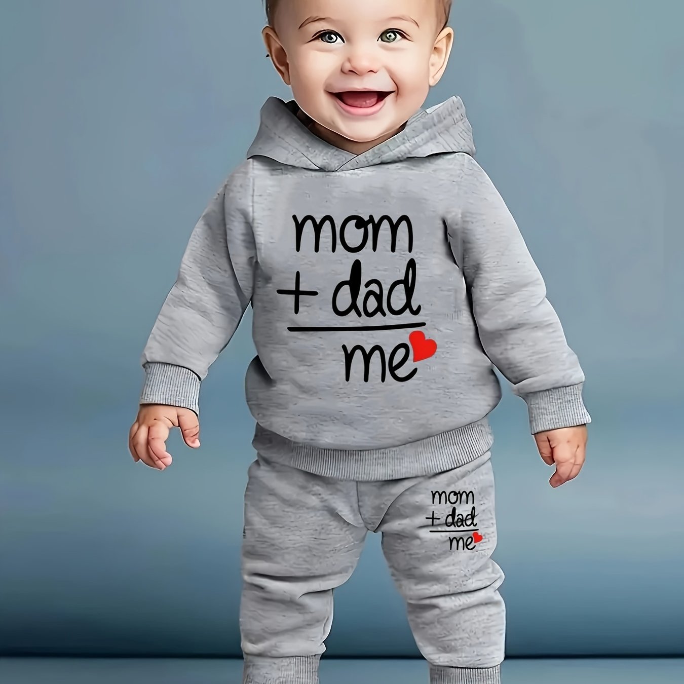 Spring/autumn Style Infant And Toddler Unisex Baby Letter Print Hooded Long-sleeve Sweatshirt And Sweatpants, Perfect For Outdoor