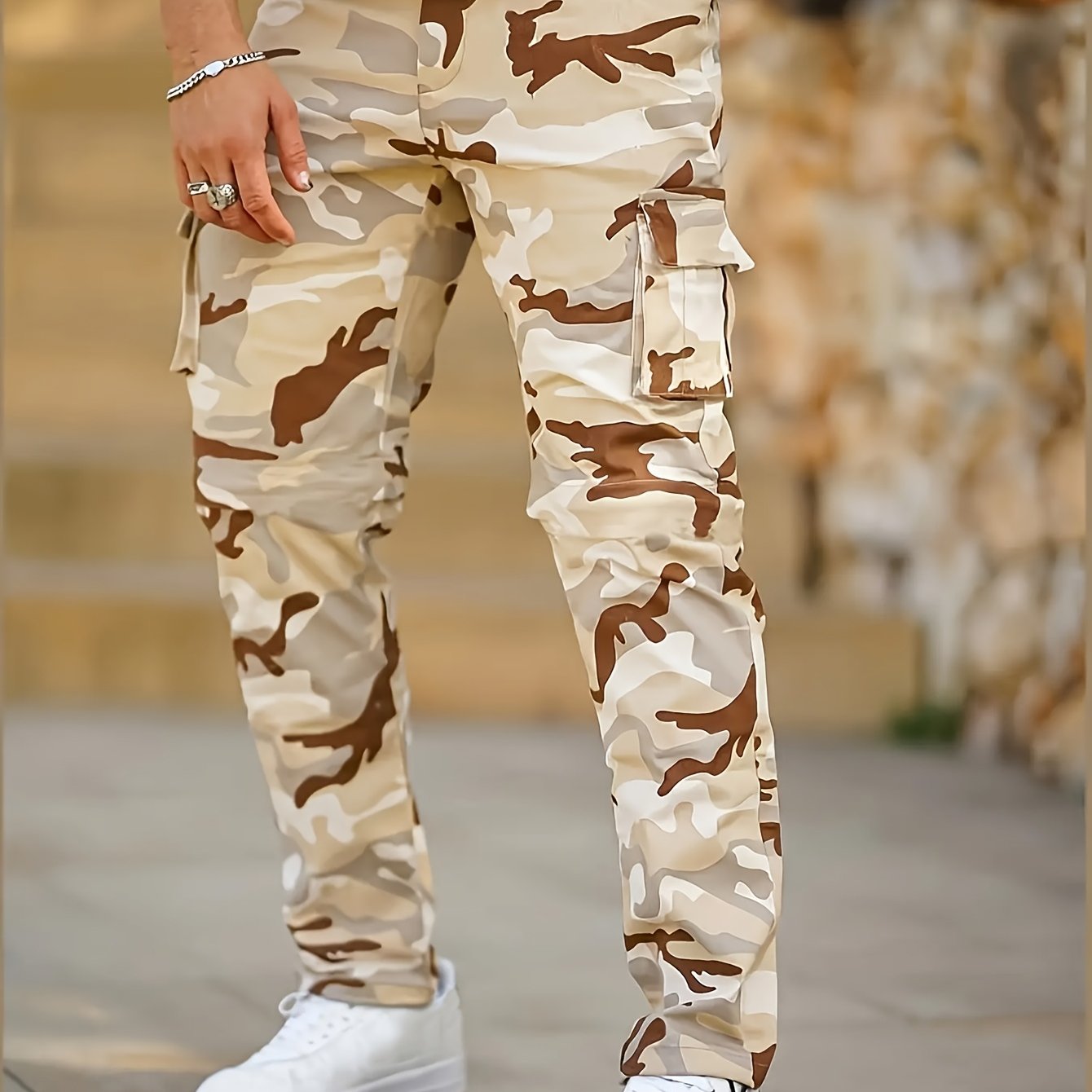 Image of Men's Camouflage Overalls - Classic Camouflage Design, Suitable For Hiking And Outdoor Camping, Loose Trousers For Casual Wear
