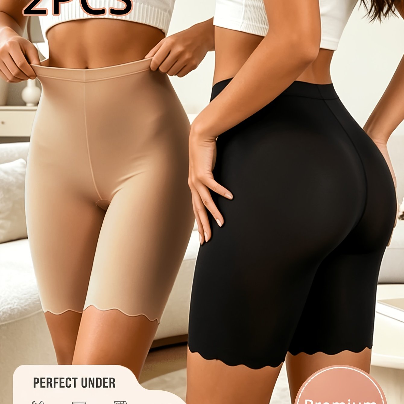 2pcs Seamless Breathable Safety Pants Anti-exposure Design Summer Thin Underwear Shorts Women' Color Boxer Briefs