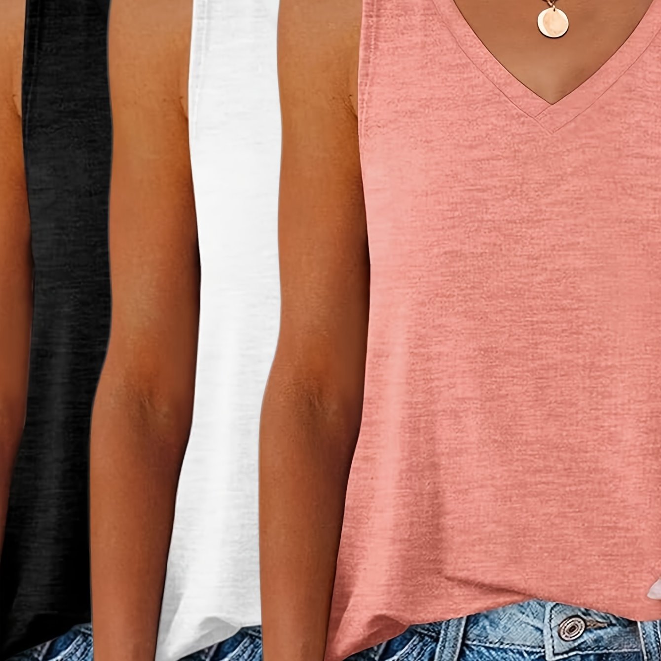 2025 European And Printed V-neck T-shirt Three-piece Set