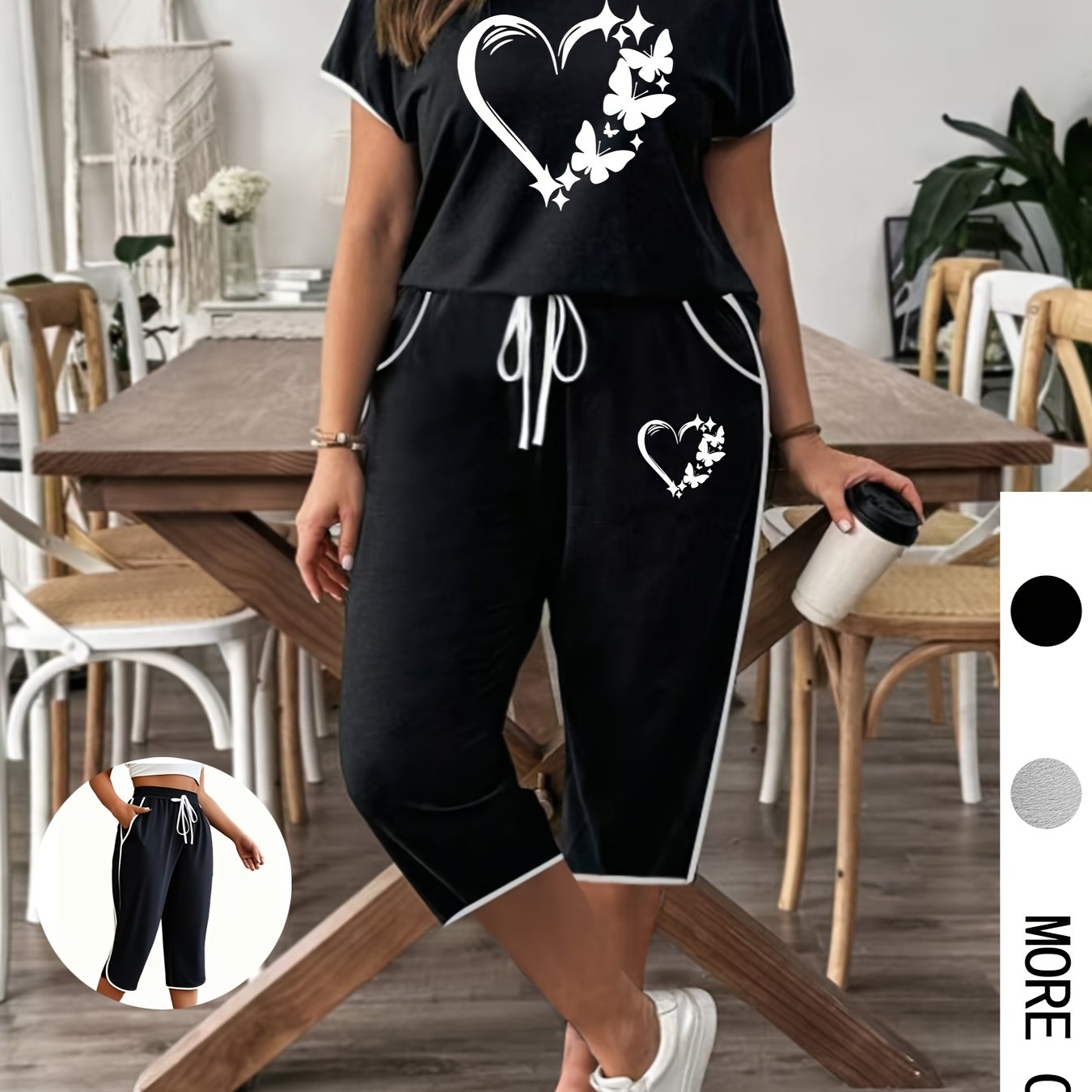 TEMU Plus Size - Plus Size - A New Summer Fashion Set For Women In Plus Sizes, Featuring High-stretch Fabric, Double Side Pockets, An Elastic
