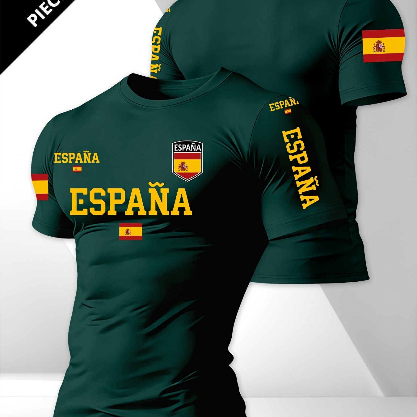 TEMU Camiseta de hombre con estampado y cuello , camiseta casual de manga corta para hombre
