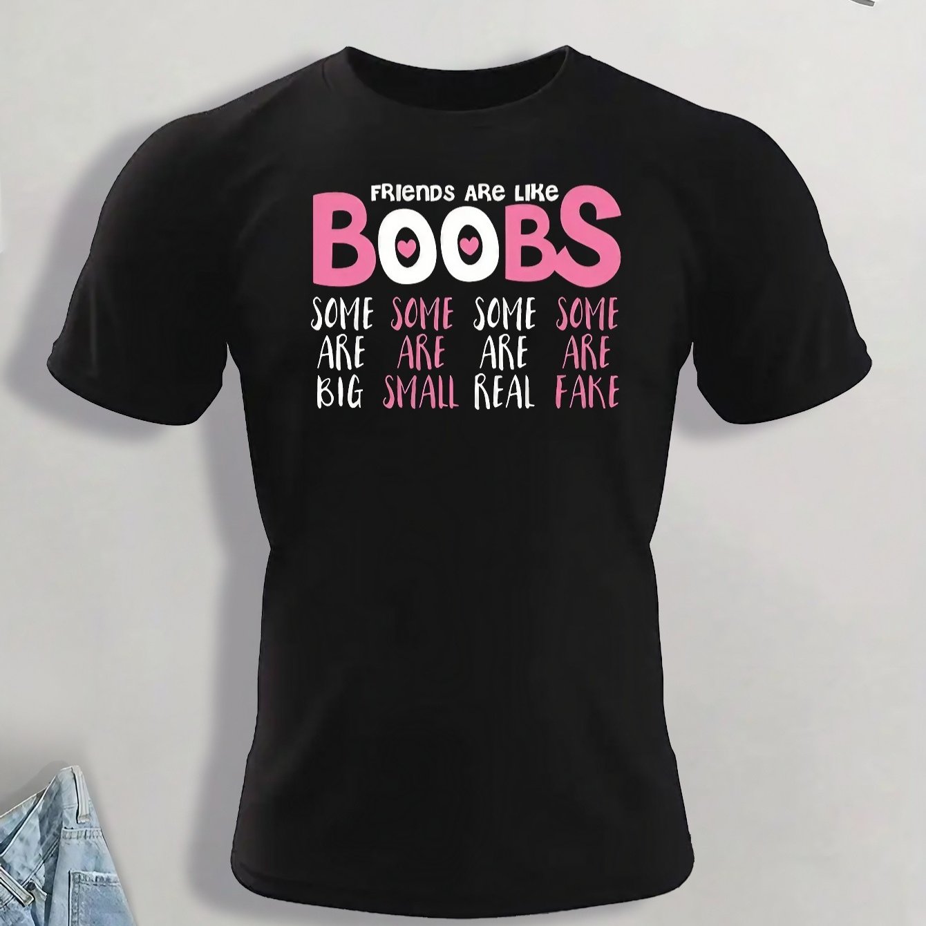 Friends Like Boobs Letter Graphic Print Men's Creative Top - Temu