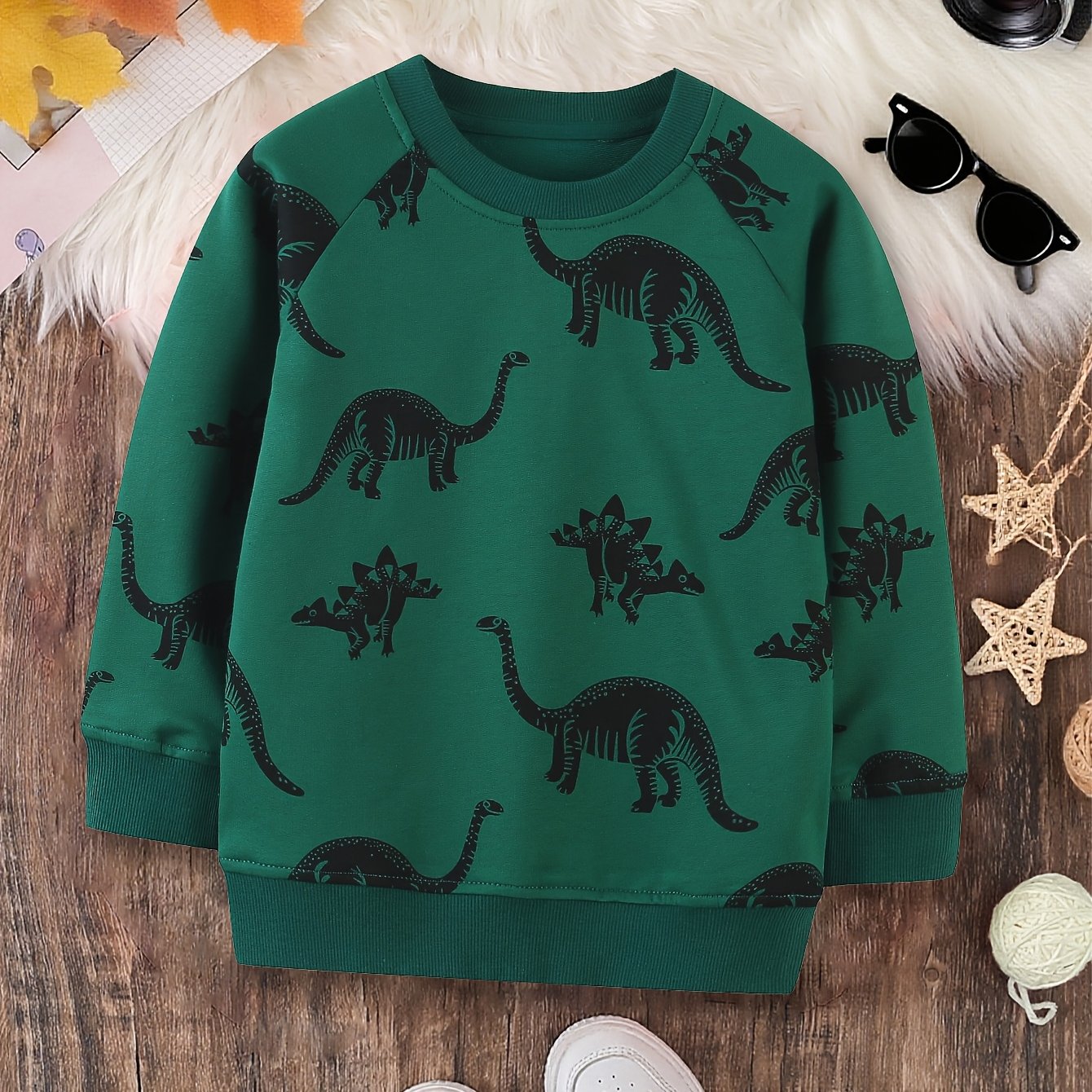 Boys' Round Neck Sweatshirt, Long Sleeve Dinosaur Top, Spring/autumn Style, Back To School Or Easter Gift