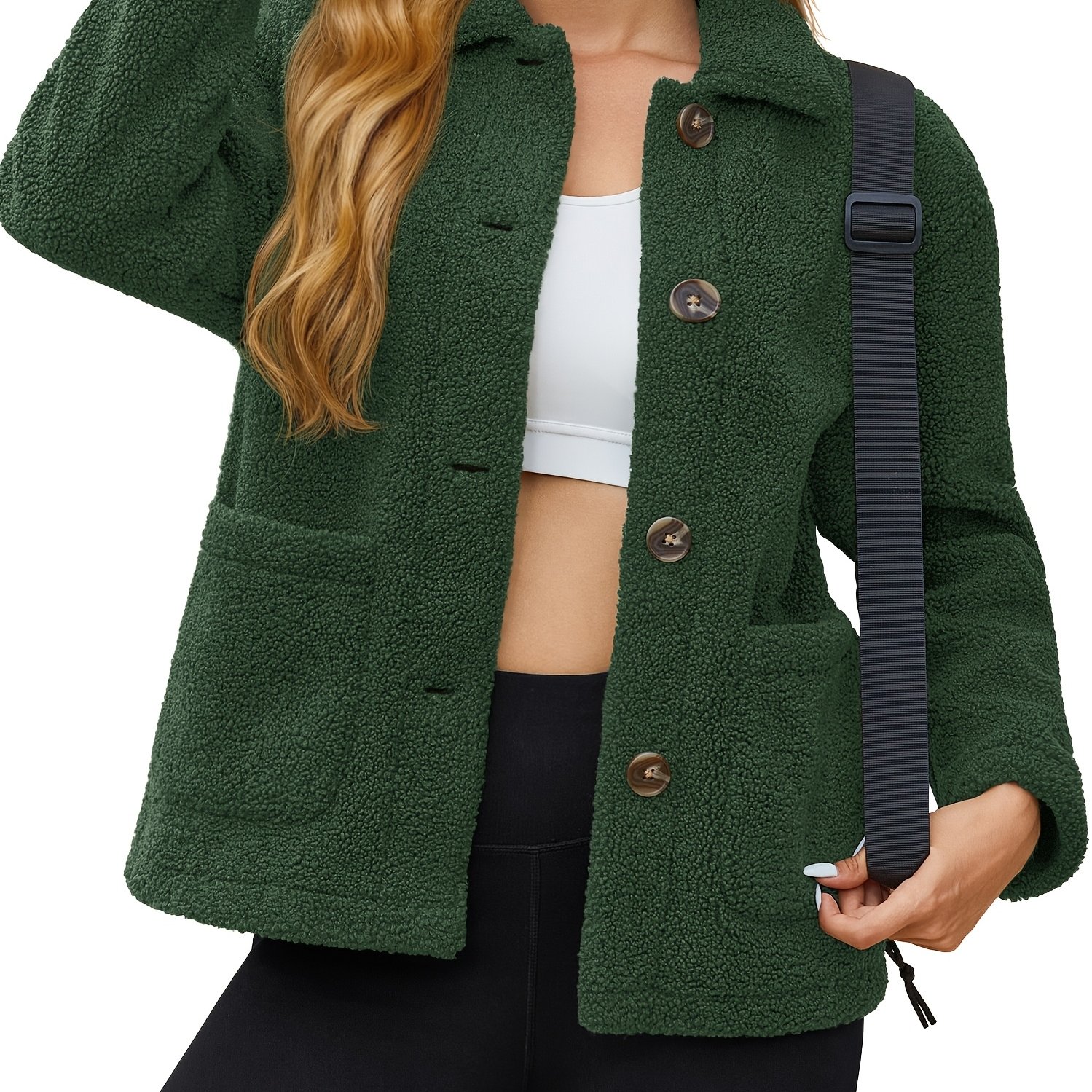 Women's Warm Jacket Lapel Collar Button Closure Warm Coat With Side Pockets Casual For Autumn Winter Daily Work Vacation Sports