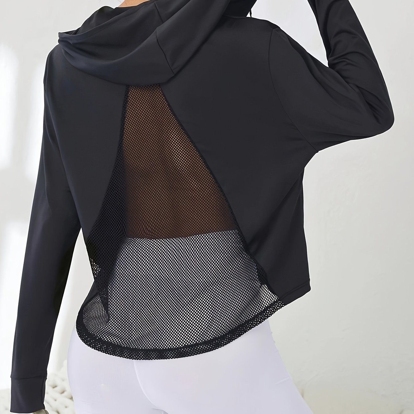 E-shop Damen High-Elasticity Atmungsaktives Mesh Sportjacke – Lockere Langarm-Yoga-Laufjacke, Elegantes Rückenpanel-Design, Ganzjahres-Fitness-