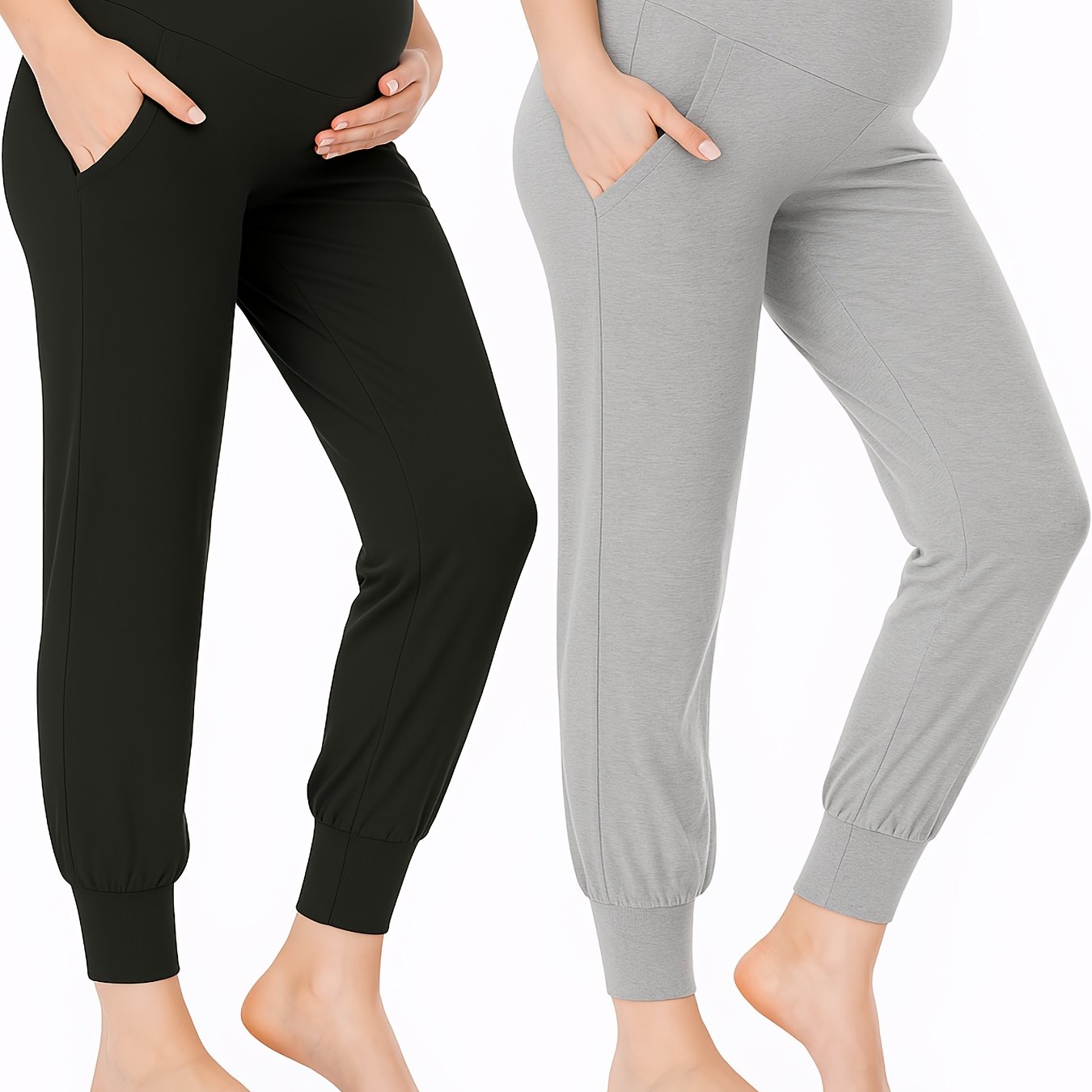 Set Of 2 Maternity Women's Relaxed Fit Stretchy Lounge Trousers