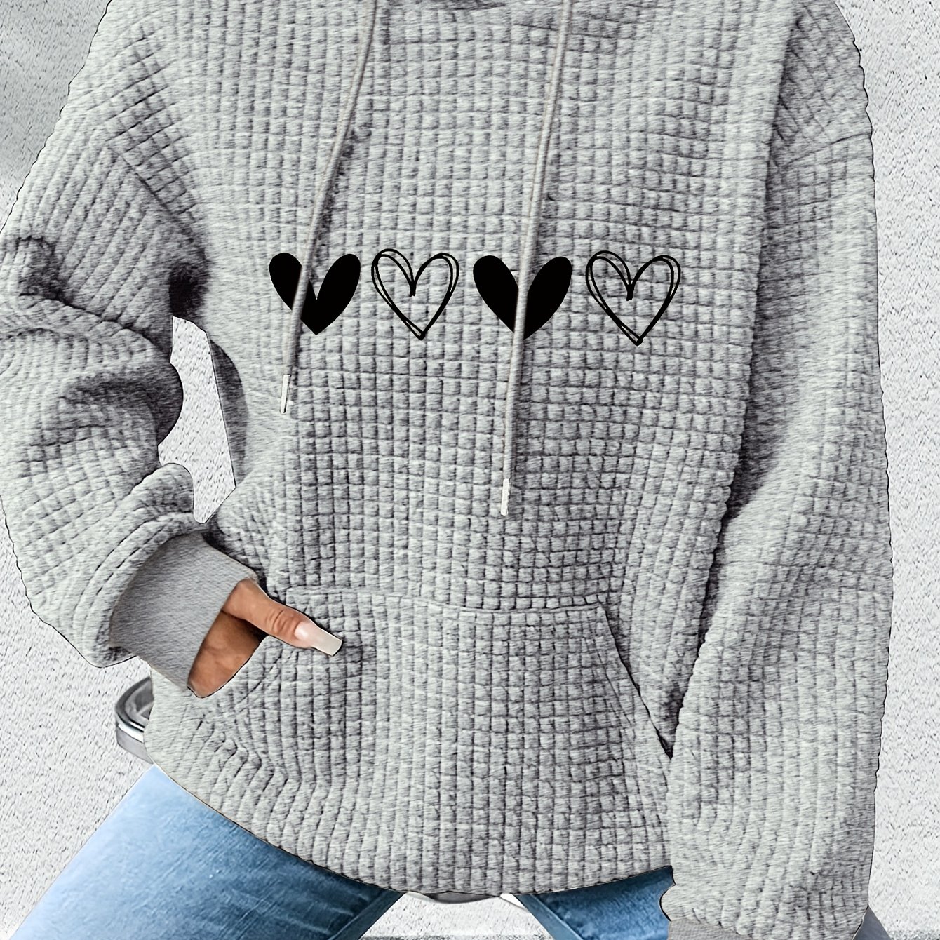 TEMU Chaqueta con Capucha Casual para Mujer con Estampado de , Bolsillo y Cordón Ajustable - Sudadera Acogedora para Otoño e Invierno, Lavable a