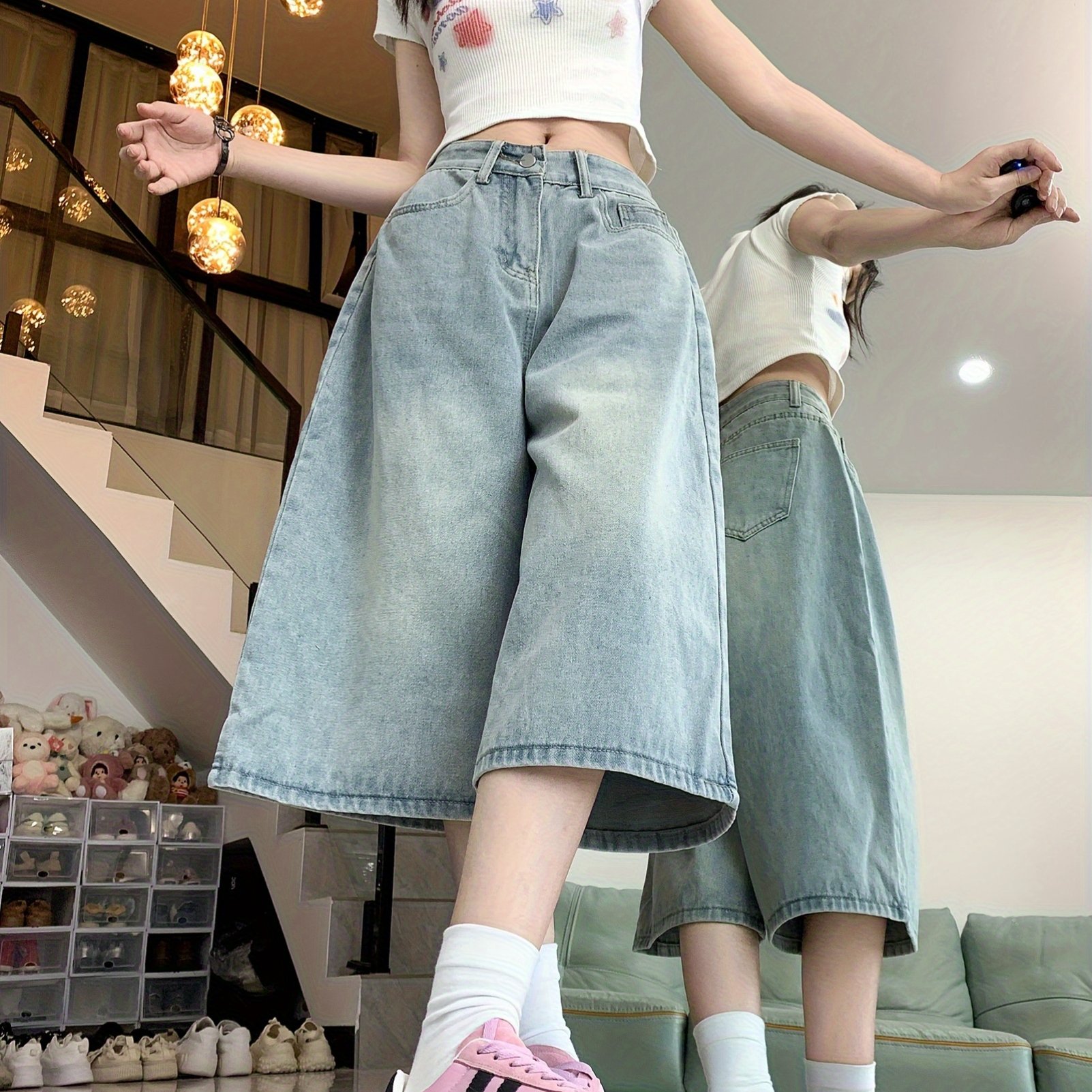 TEMU 【新作】夏のルーズワイドレッグパンツ。ハイストリートのなデザイン。