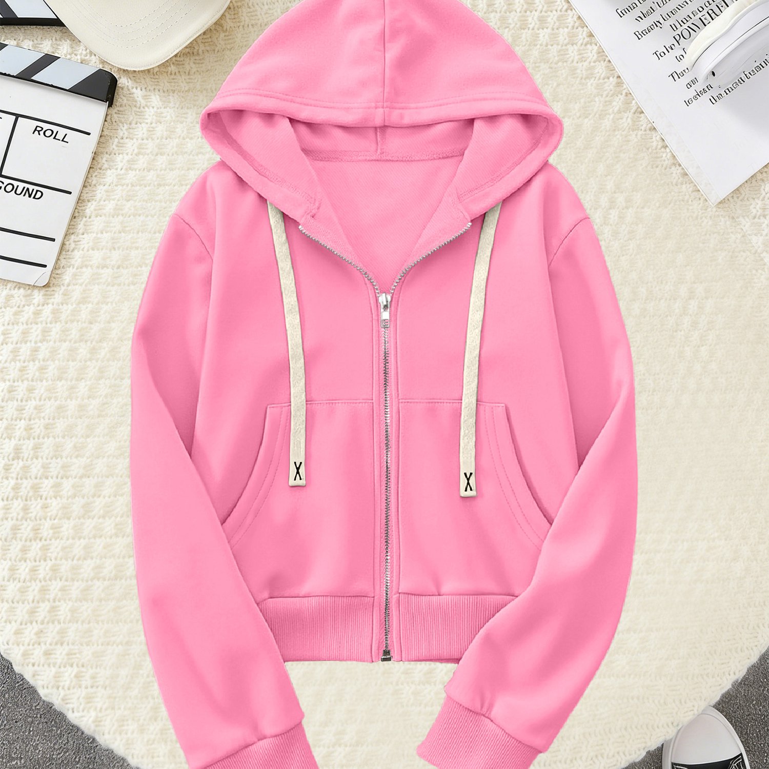 TEMU Women's Relaxed Fit Loose Sweatshirt Jacket, Hooded Zipper Cardigan, Loose Draped Fit, Breathable Comfortable, Casual Daily Outerwear