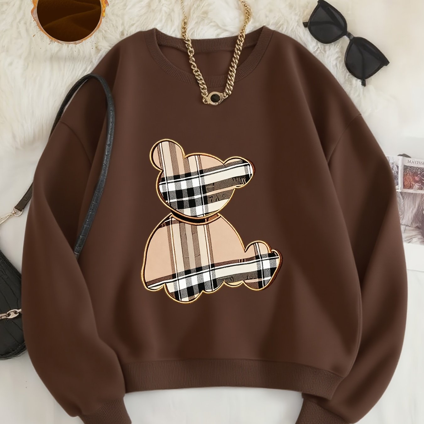 TEMU Mönsterprintade sweatshirts, höst- och vintercrewneck-casual sweatshirts, damkläder